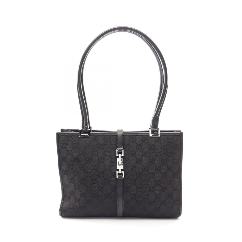 Gucci Black Canvas Leather Handbag Tote Bag (Pre-Owned)