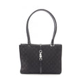 Gucci Black Canvas Leather Handbag Tote Bag (Pre-Owned)