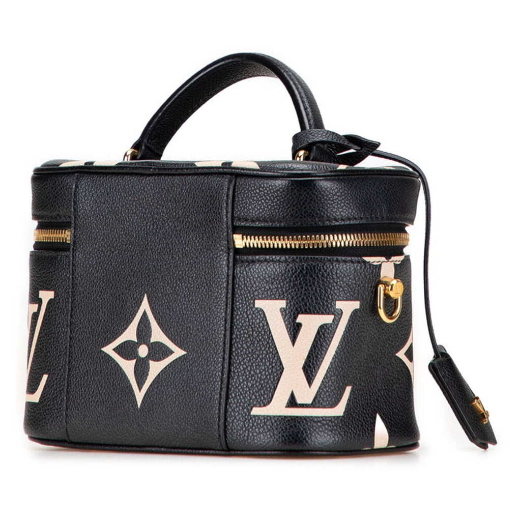 Louis Vuitton Beige Black Monogram Leather Shoulder Bag Vanity Bag