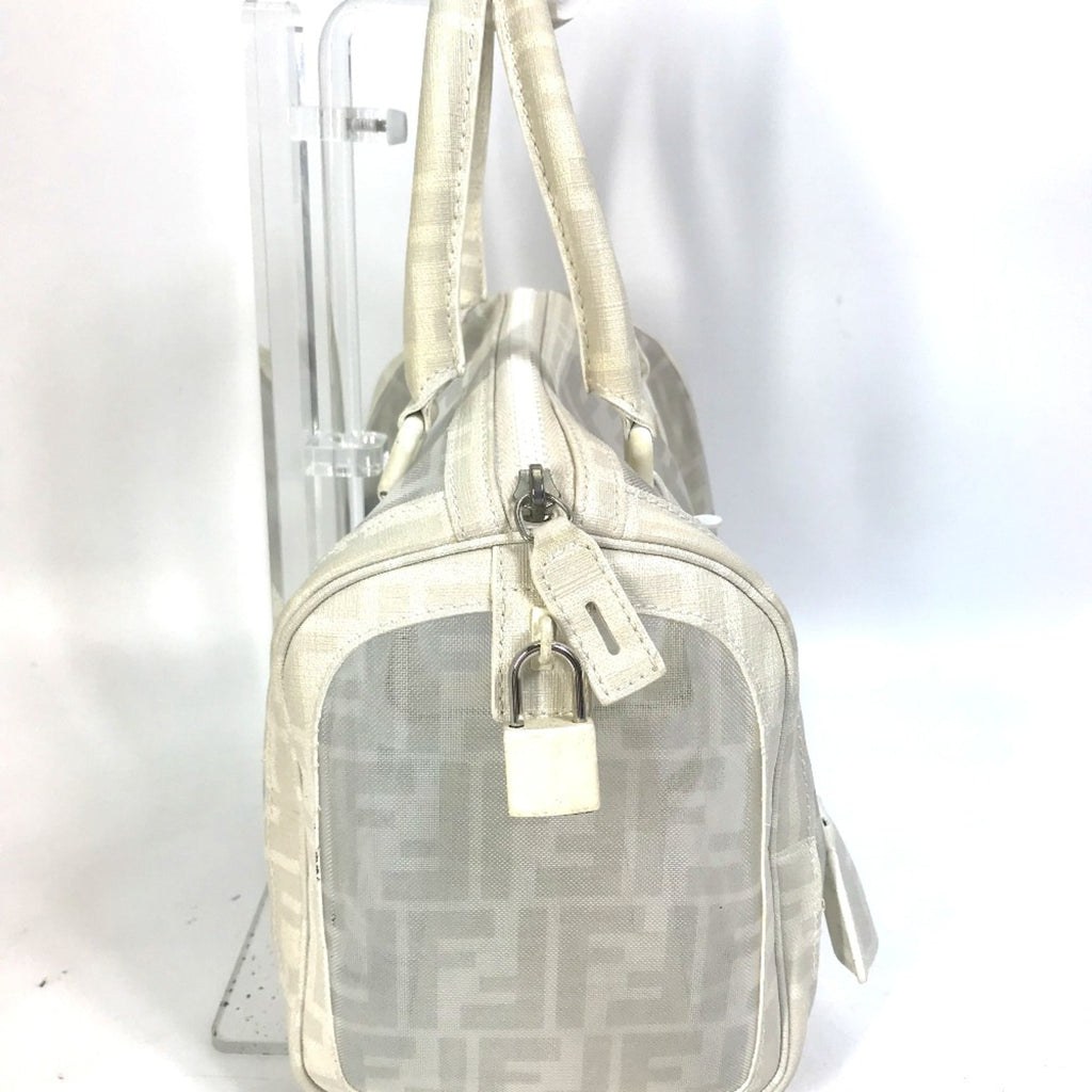 Fendi White Leather Boston Bag