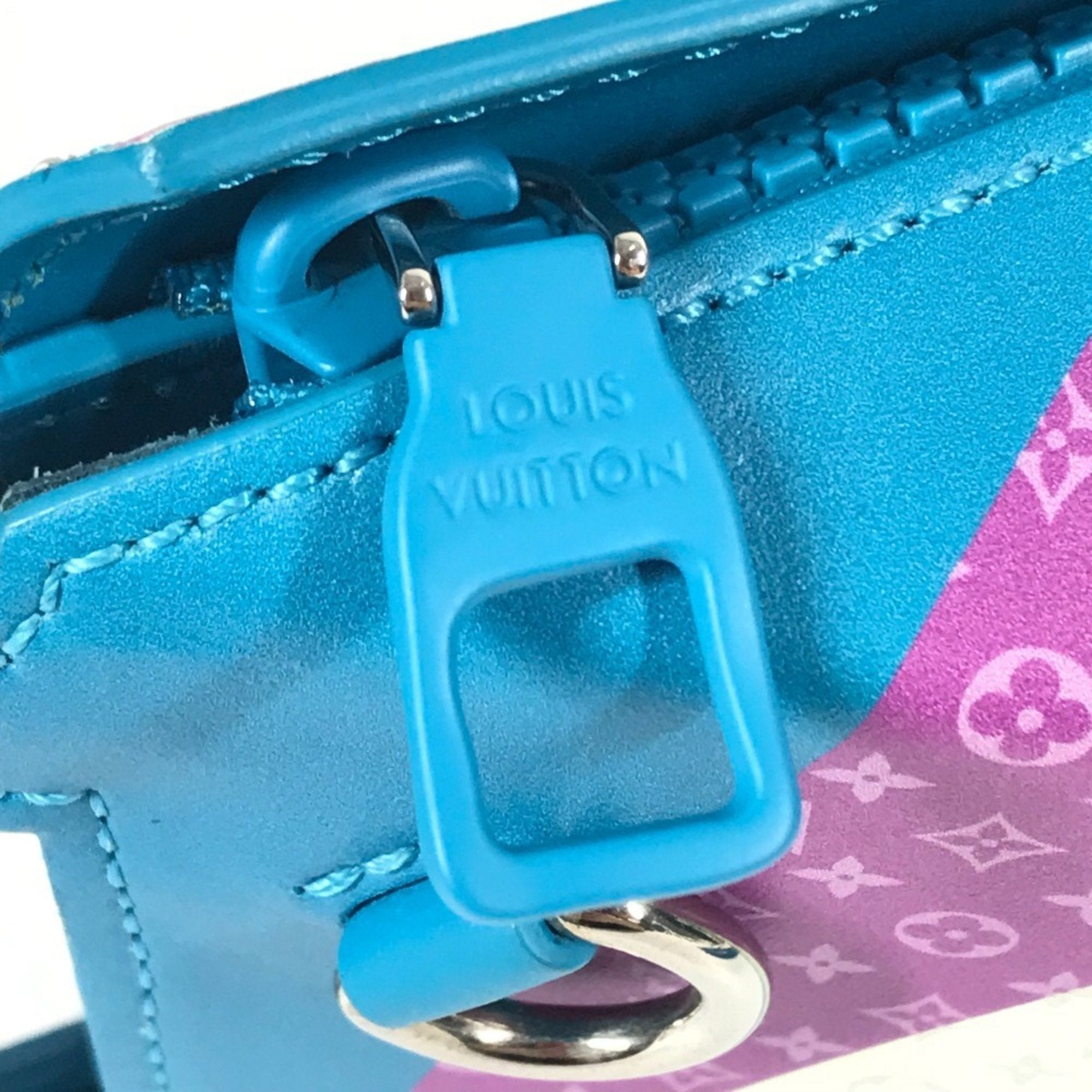 Louis Vuitton Blue Purple Leather Handbag Pochette Shoulder Bag