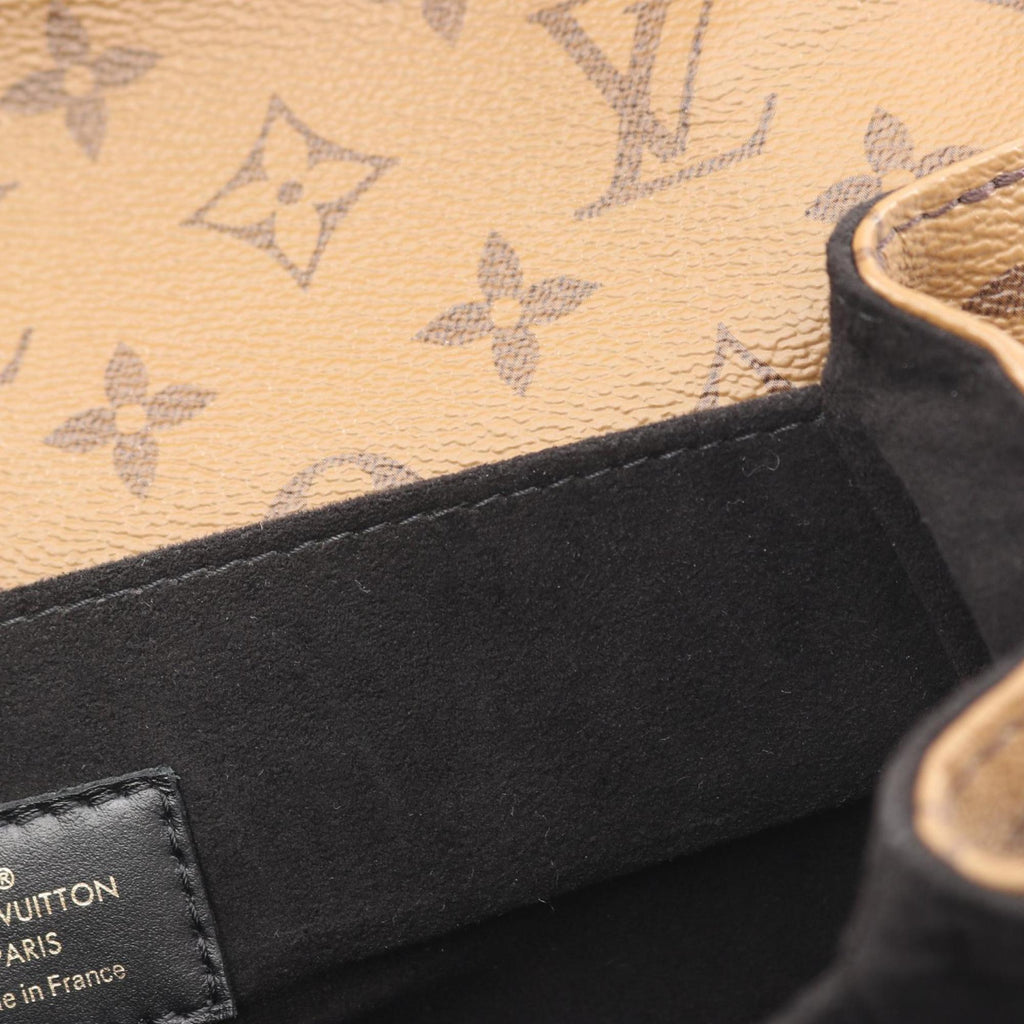 Louis Vuitton Black Brown Coated Canvas Monogram Reverse Pvc Leather Handbag Pochette