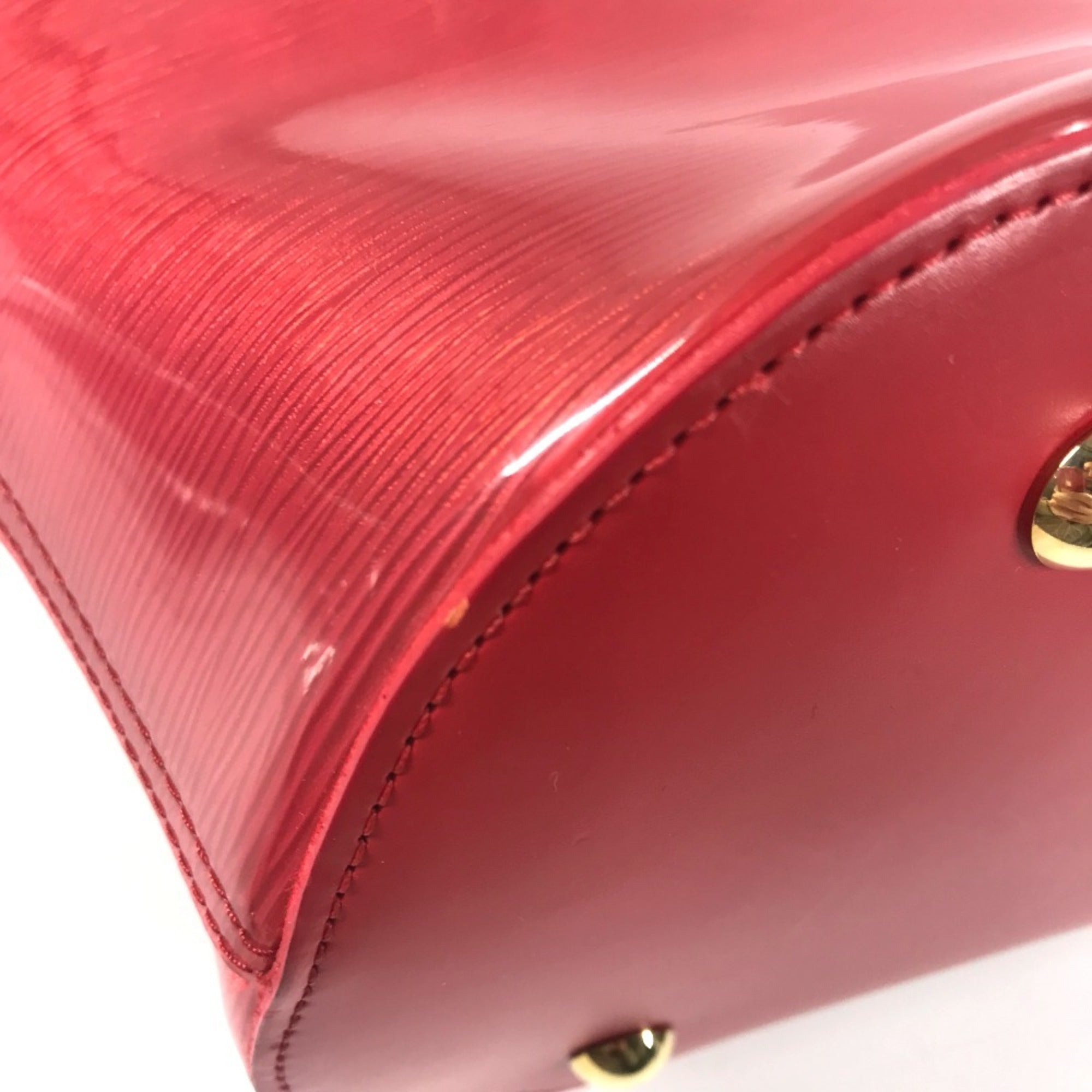 Louis Vuitton Red Color Vinyl Leather Handbag Tote Bag