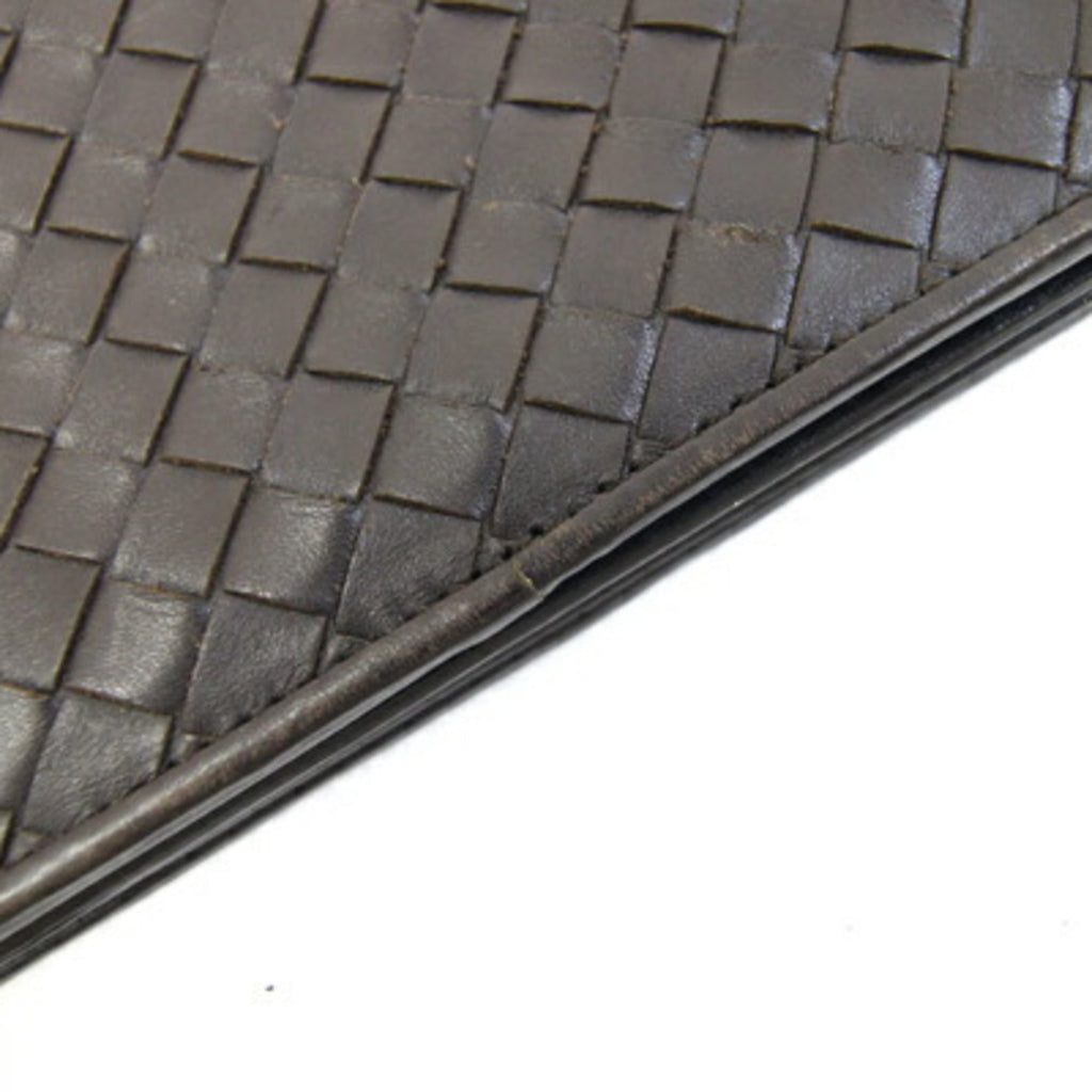 Bottega Veneta Dark Brown Intrecciato Leather Clutch Bag Pouch