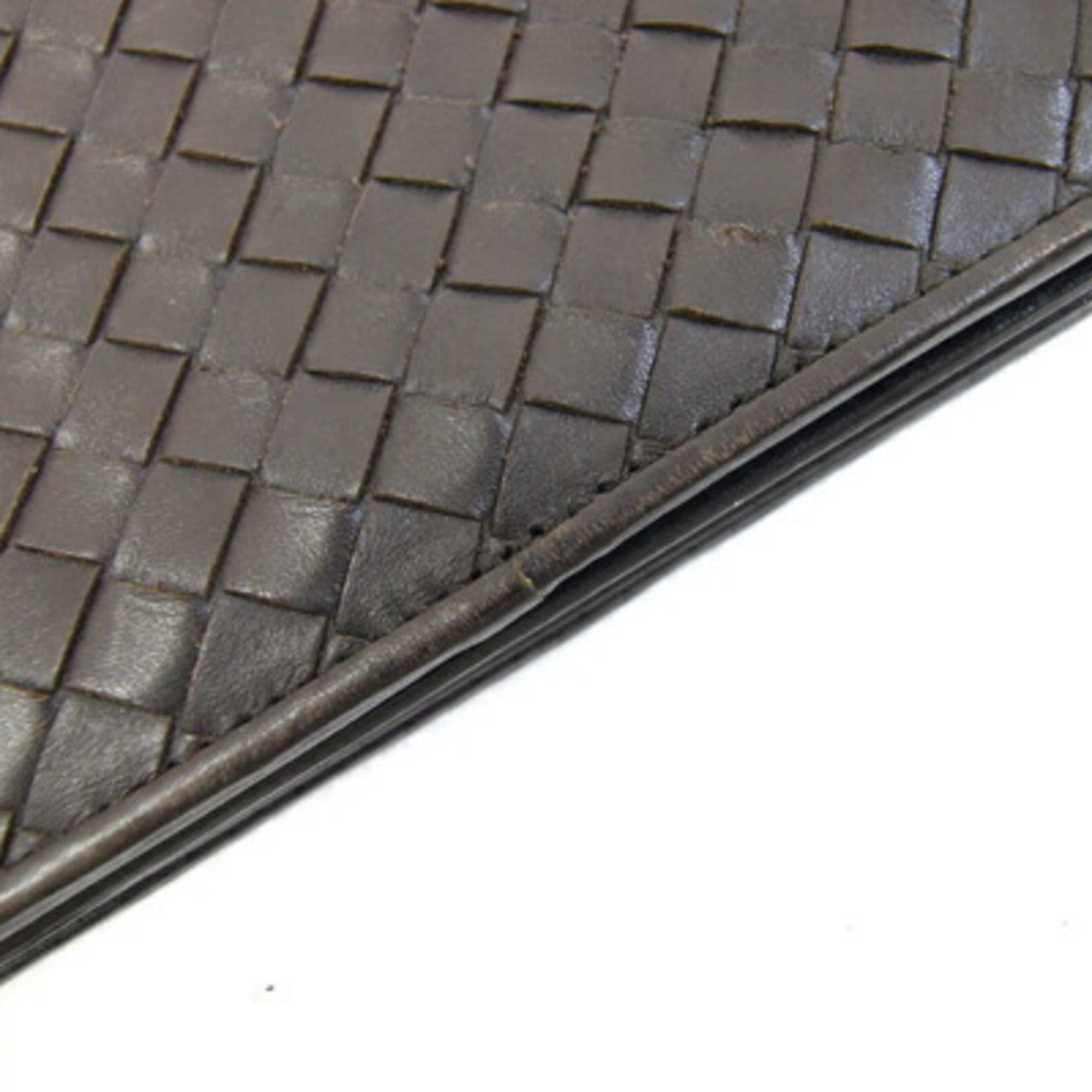 Bottega Veneta Dark Brown Intrecciato Leather Clutch Bag Pouch