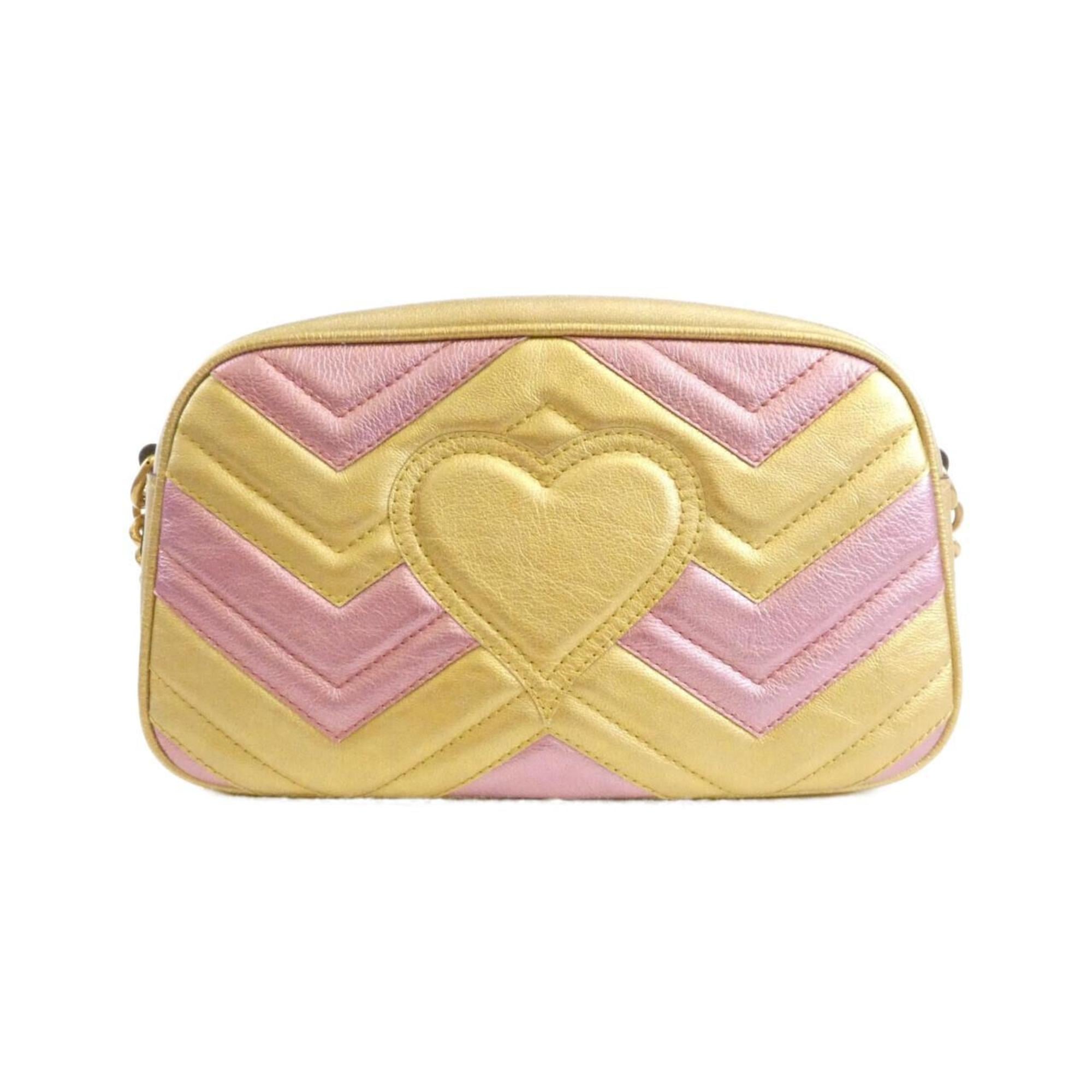 Gucci Gold Pink Leather Shoulder Bag (Pre-Owned)
