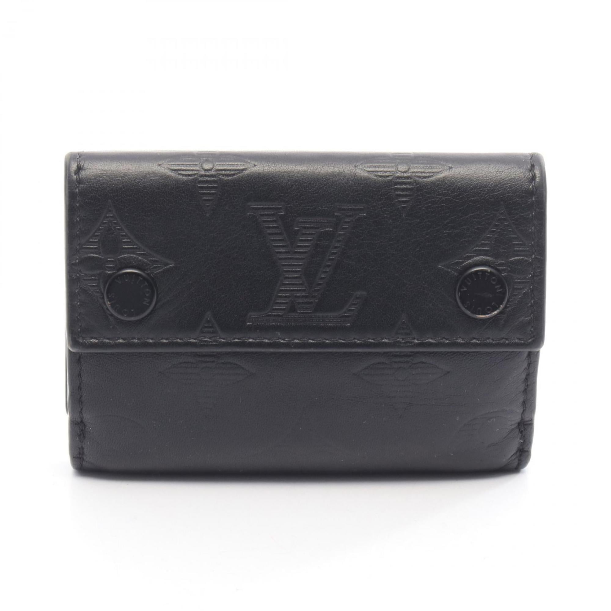 Louis Vuitton Black Noir Monogram Shadow Wallet (Tri-Fold)