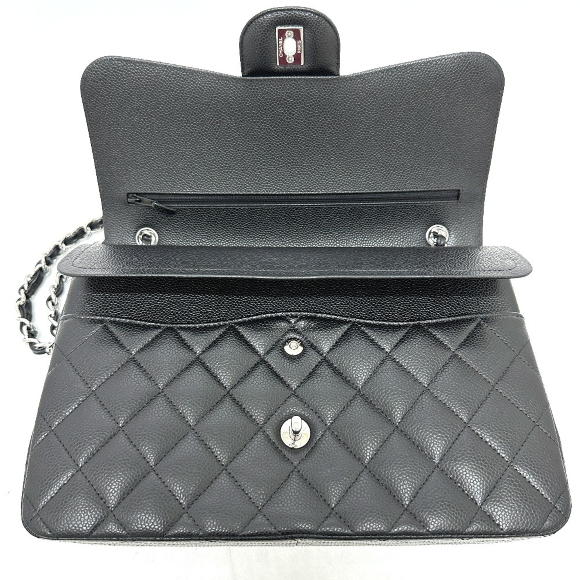 Chanel Black Grained Calfskin Shoulder Bag