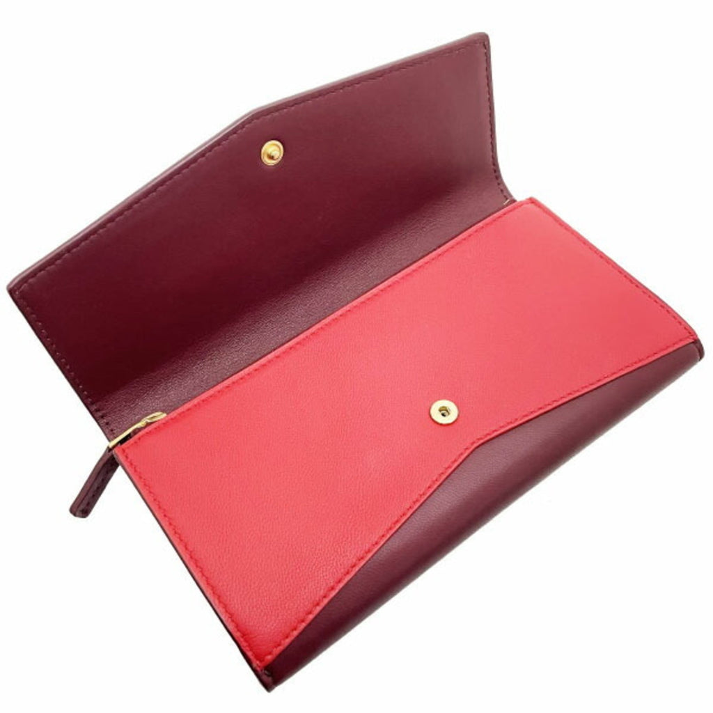 Bottega Veneta Bordeaux Red Color Leather Long Wallet (Bi-Fold)