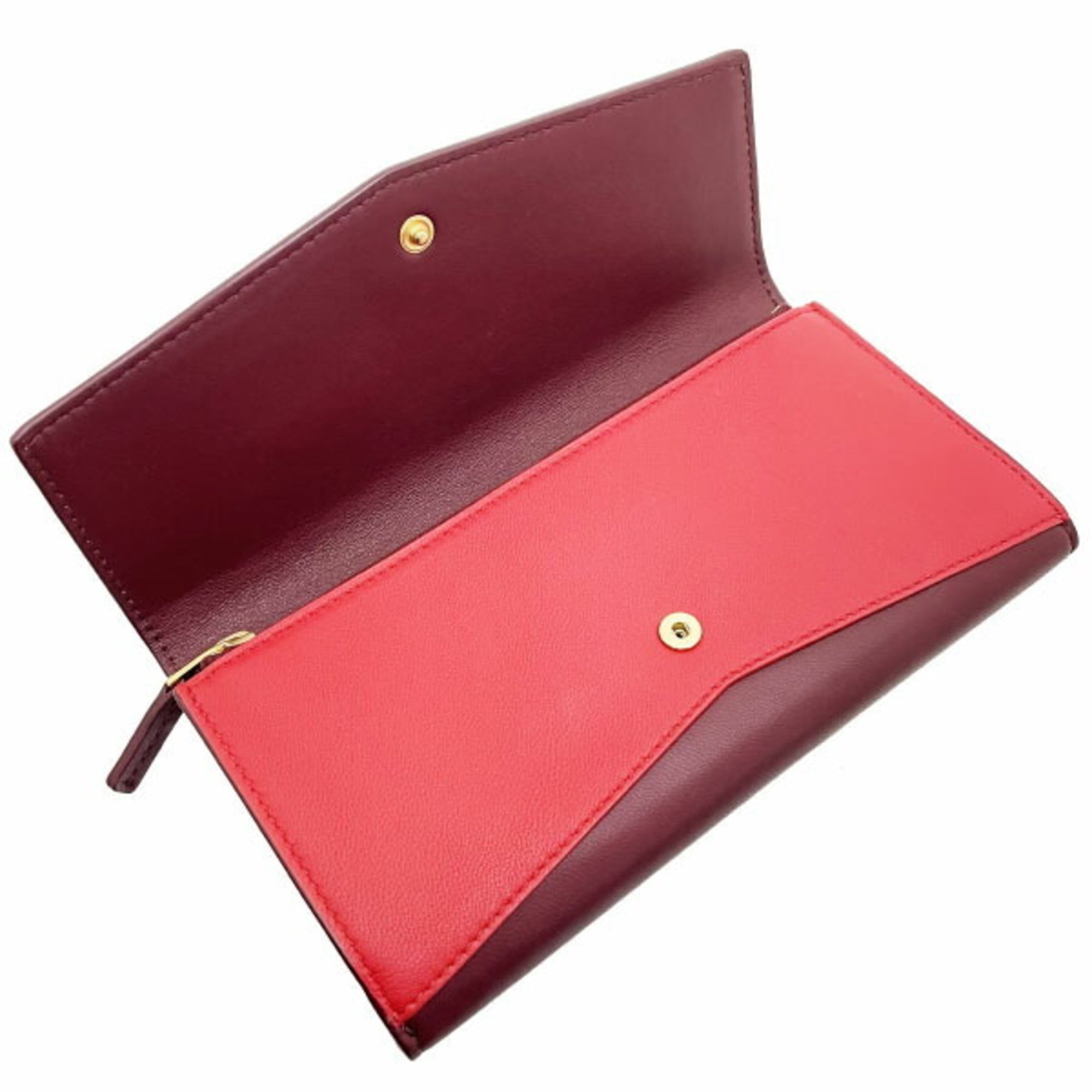 Bottega Veneta Bordeaux Red Color Leather Long Wallet (Bi-Fold)