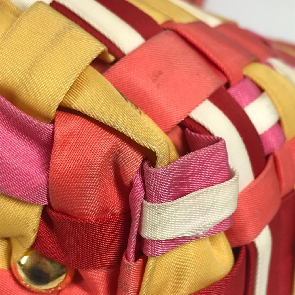 Prada Pink White Nylon Handbag Tote Bag