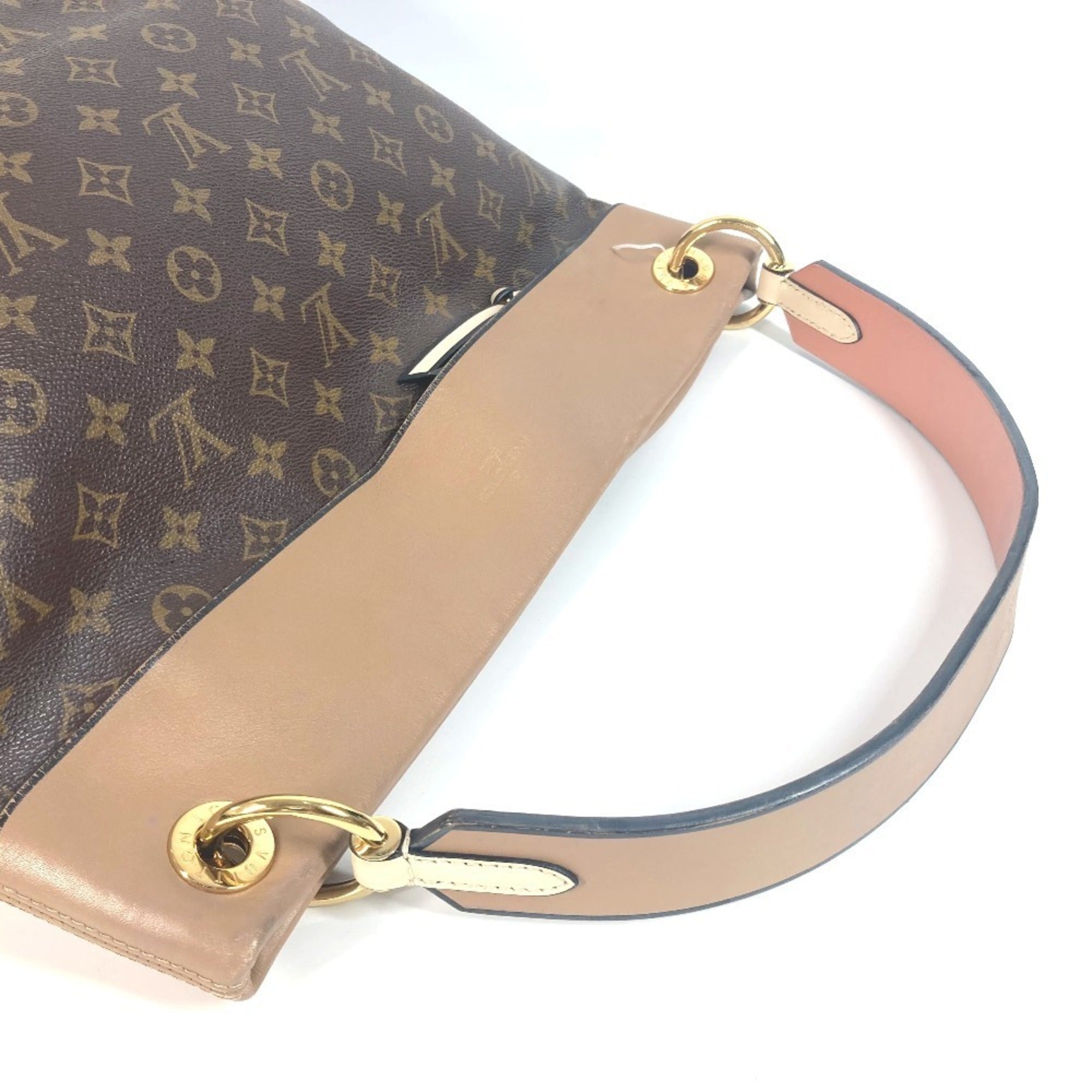 Louis Vuitton Beige Brown Monogram Monogram Shoulder Bag Tote Bag