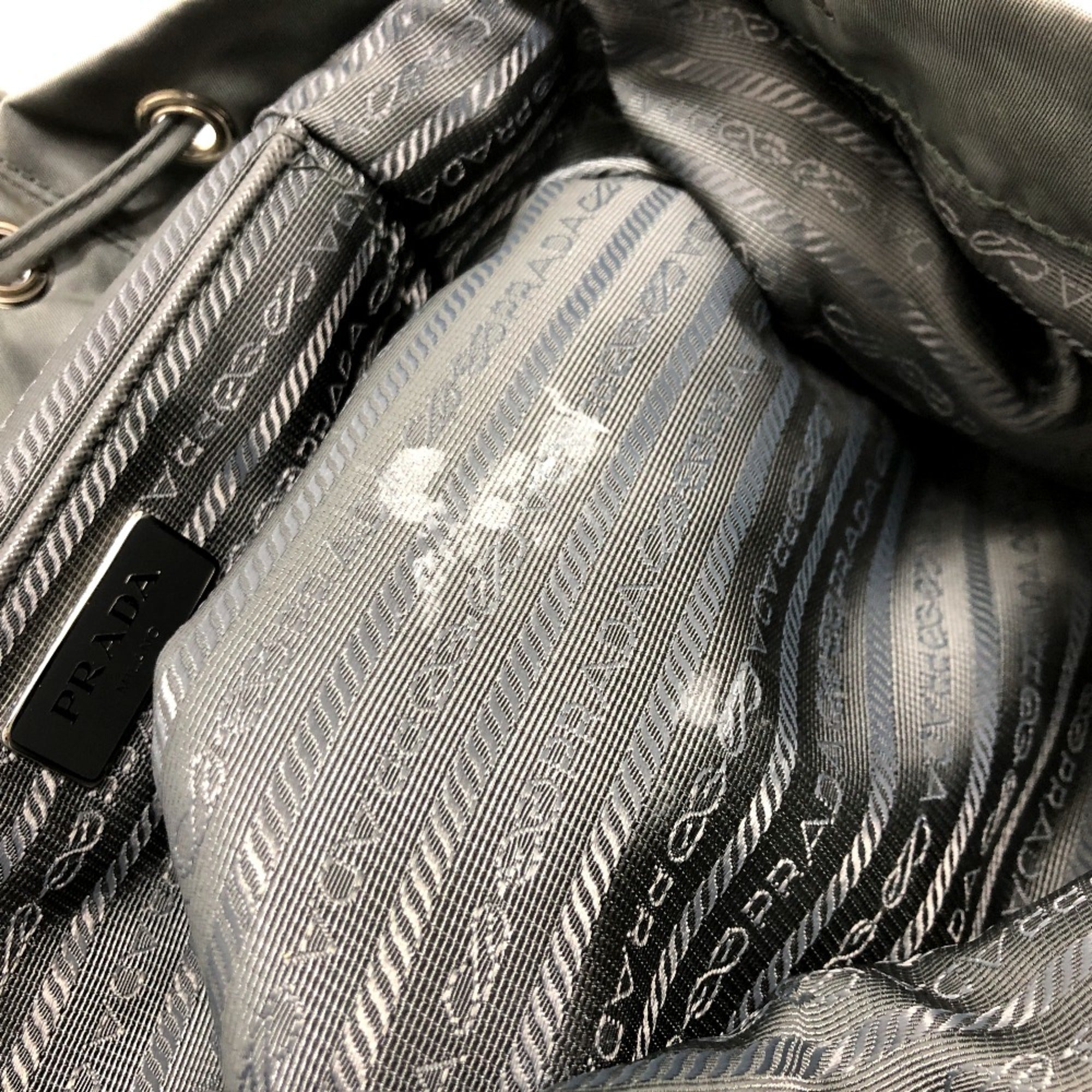 Prada Gray Leather Backpack