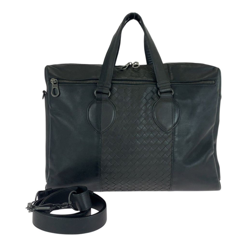Bottega Veneta Black Leather Briefcase Shoulder Bag