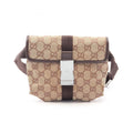 Gucci Beige Brown Canvas Leather Fanny Pack Handbag (Pre-Owned)