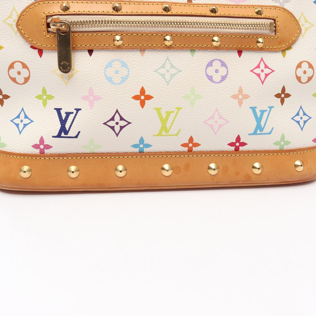 Louis Vuitton Blanc White Coated Canvas Leather Handbag