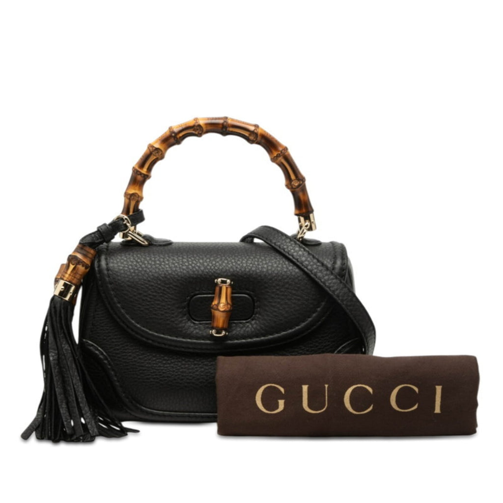 Gucci Black Leather Handbag Shoulder Bag (Pre-Owned)
