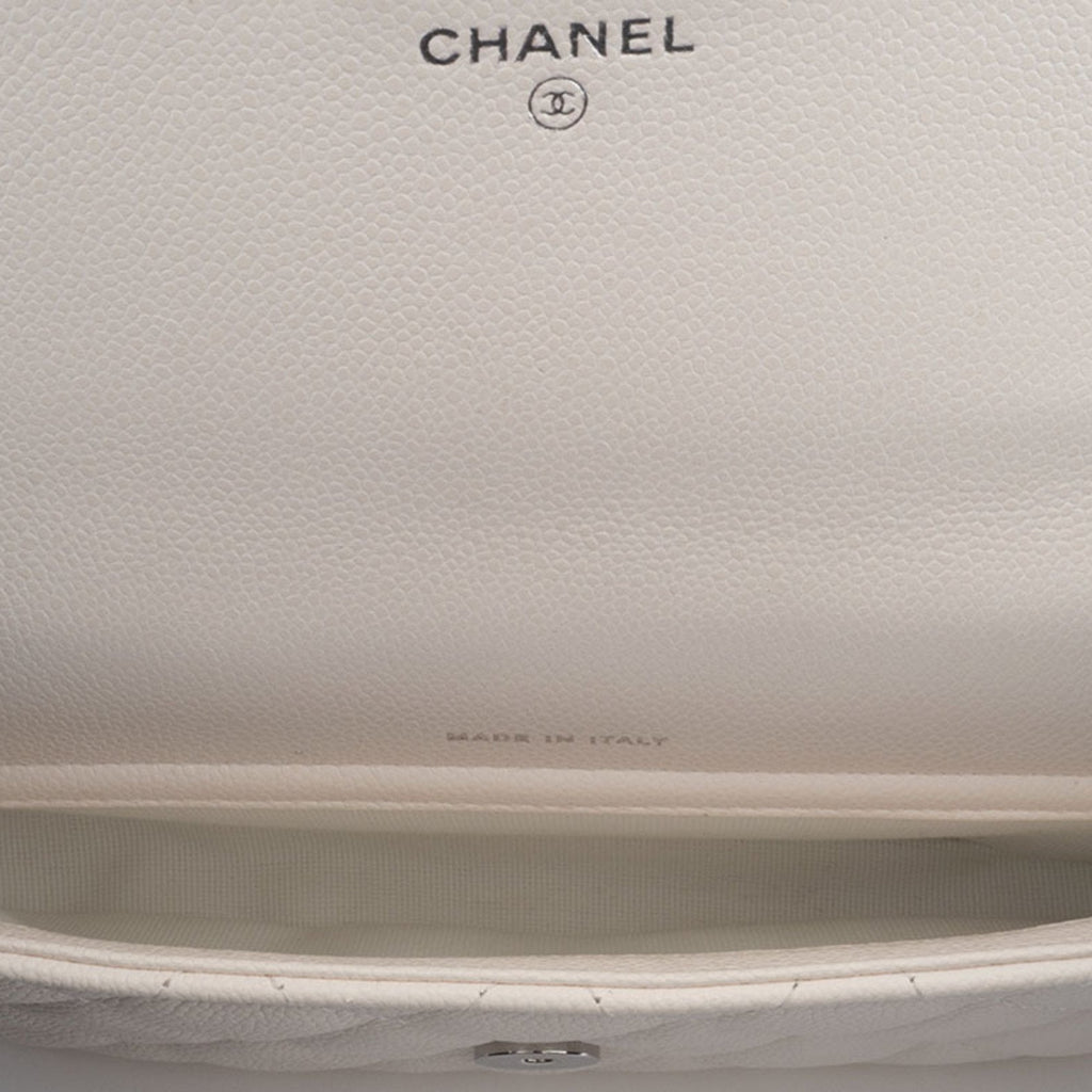 Chanel Matelasse White Caviar Leather Shoulder Bag