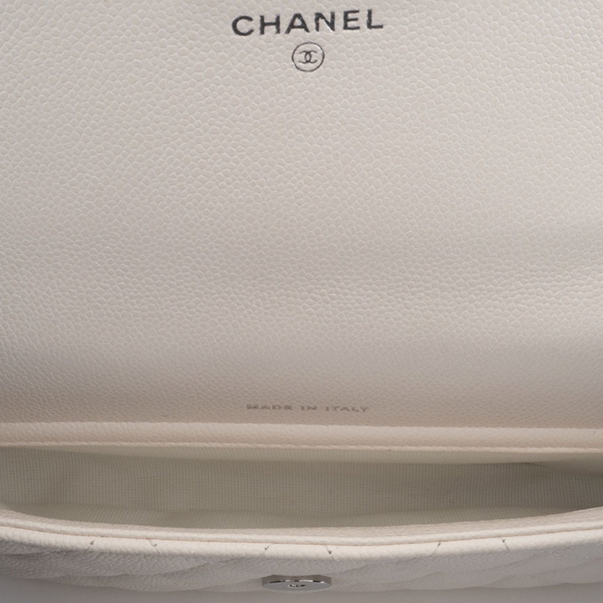 Chanel Matelasse White Caviar Leather Shoulder Bag