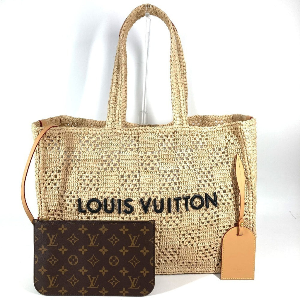 Louis Vuitton Natural Raffia Leather Handbag Shoulder Bag Tote Bag