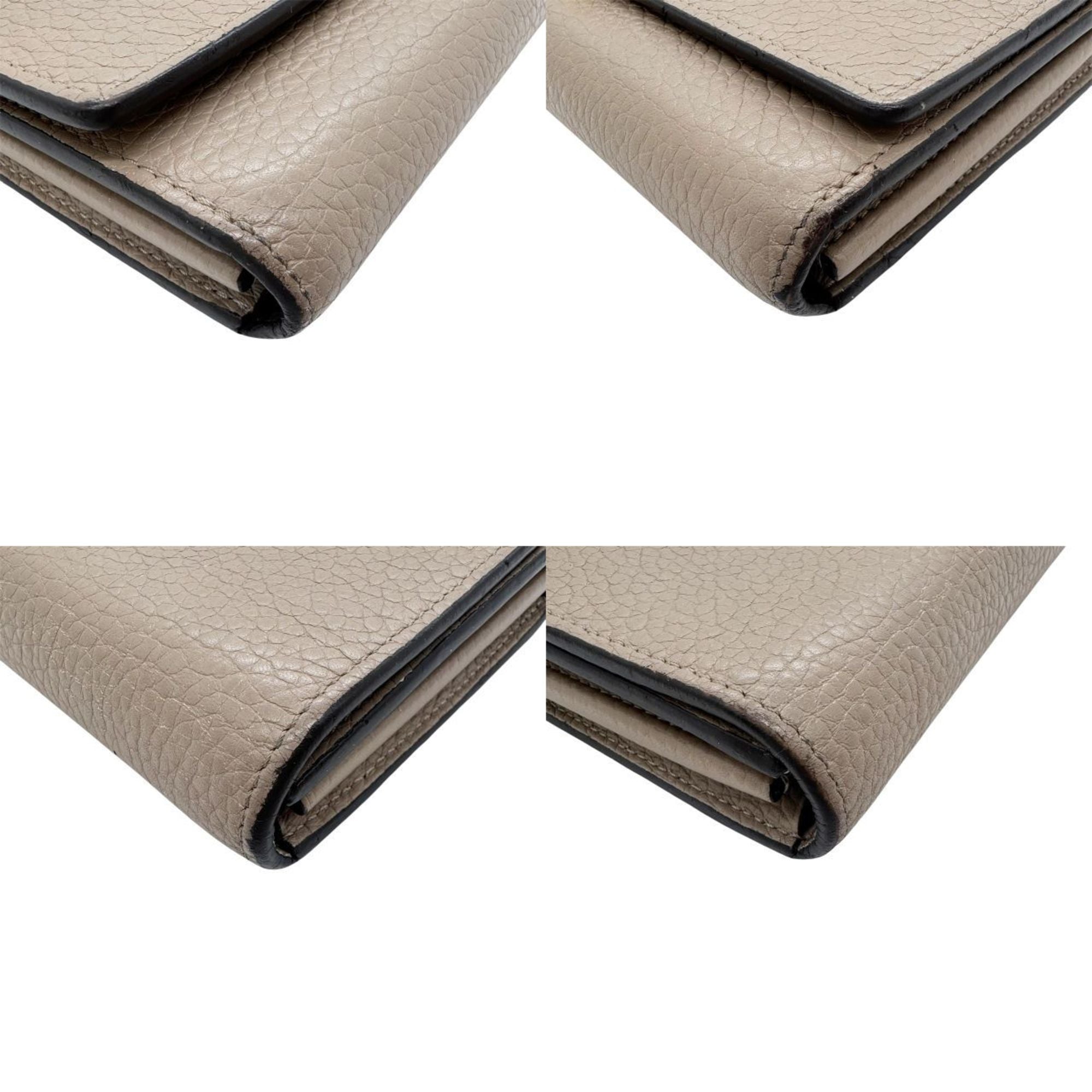 Louis Vuitton Beige Grayish Leather Long Wallet