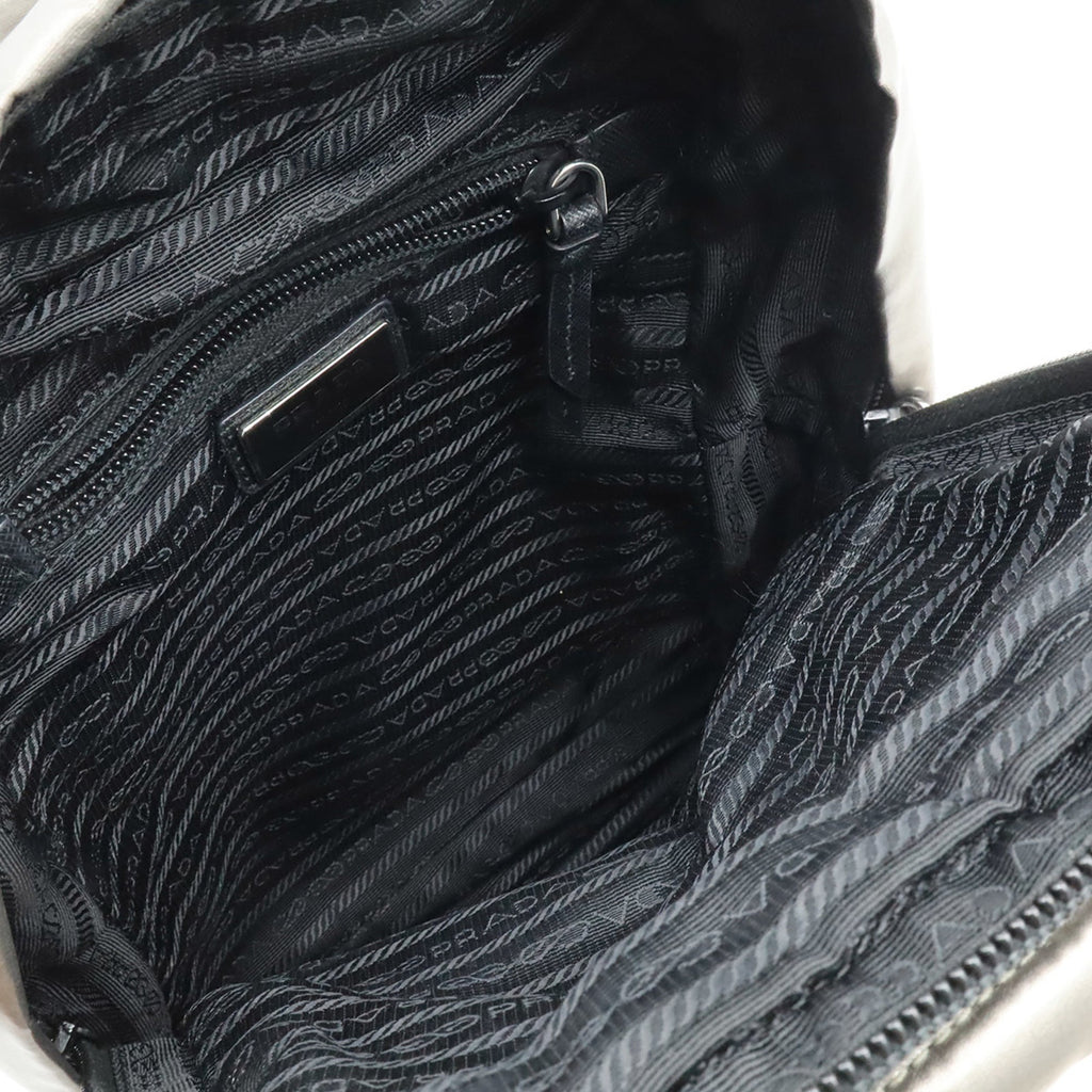 Prada Black Metallic Silver Nylon Backpack