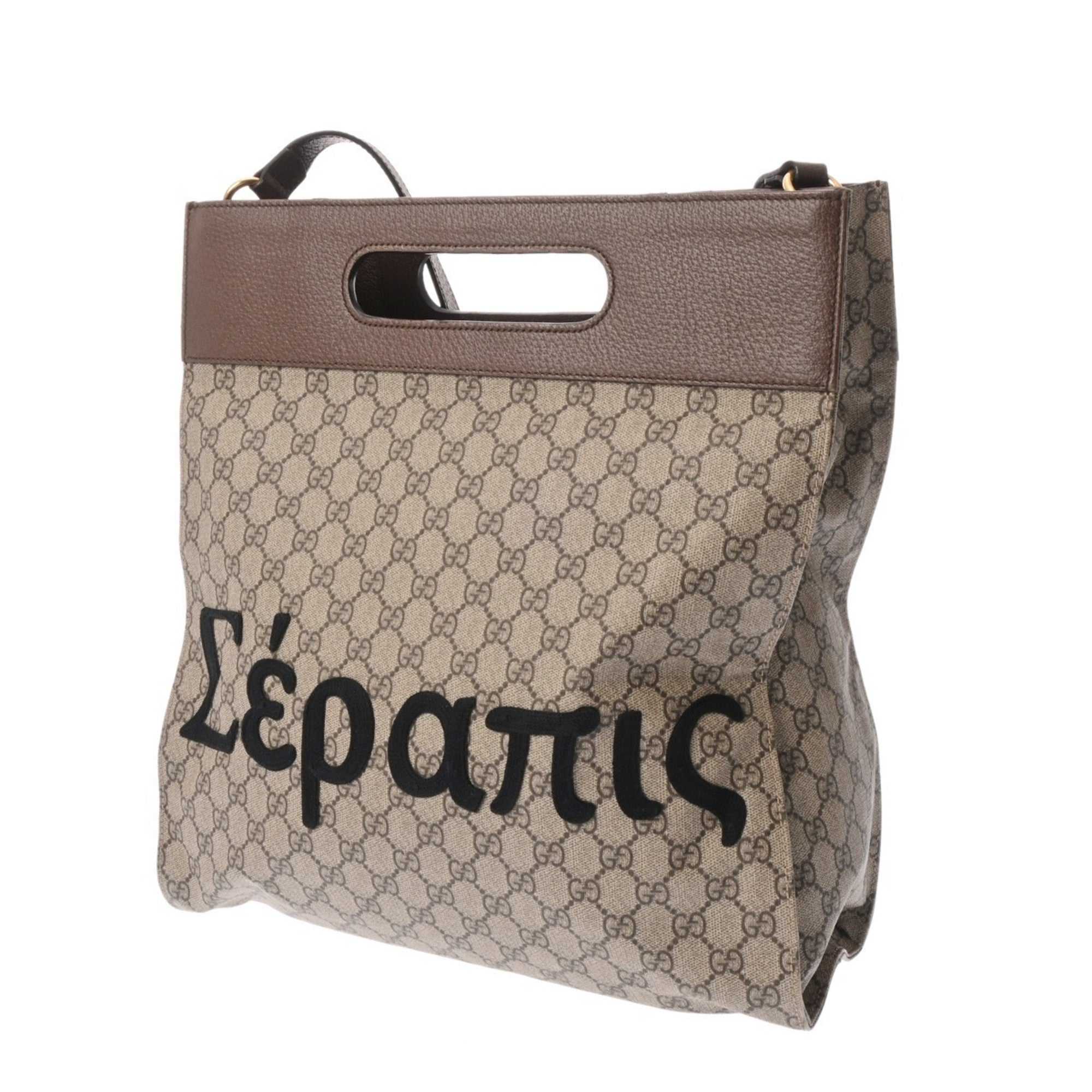 Gucci Beige Brown Gg Supreme Canvas Leather Shoulder Bag Tote Bag (Pre-Owned)
