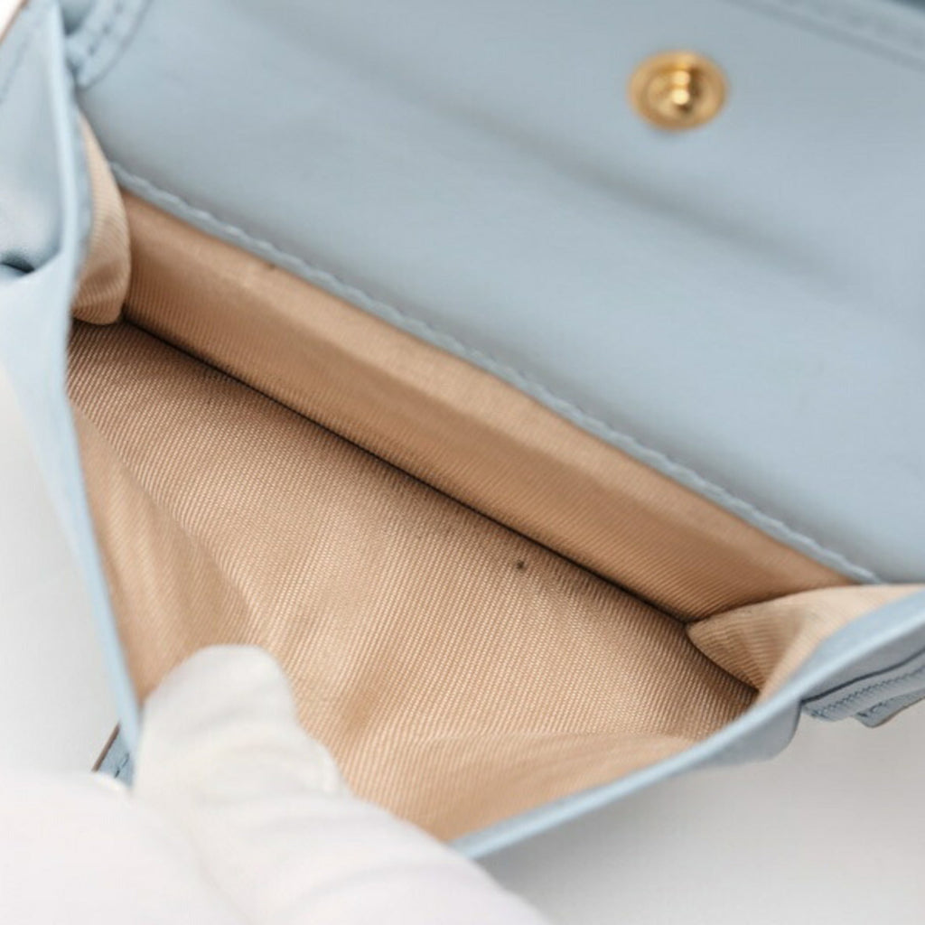 Prada Beige Light Blue Saffiano Wallet (Bi-Fold)
