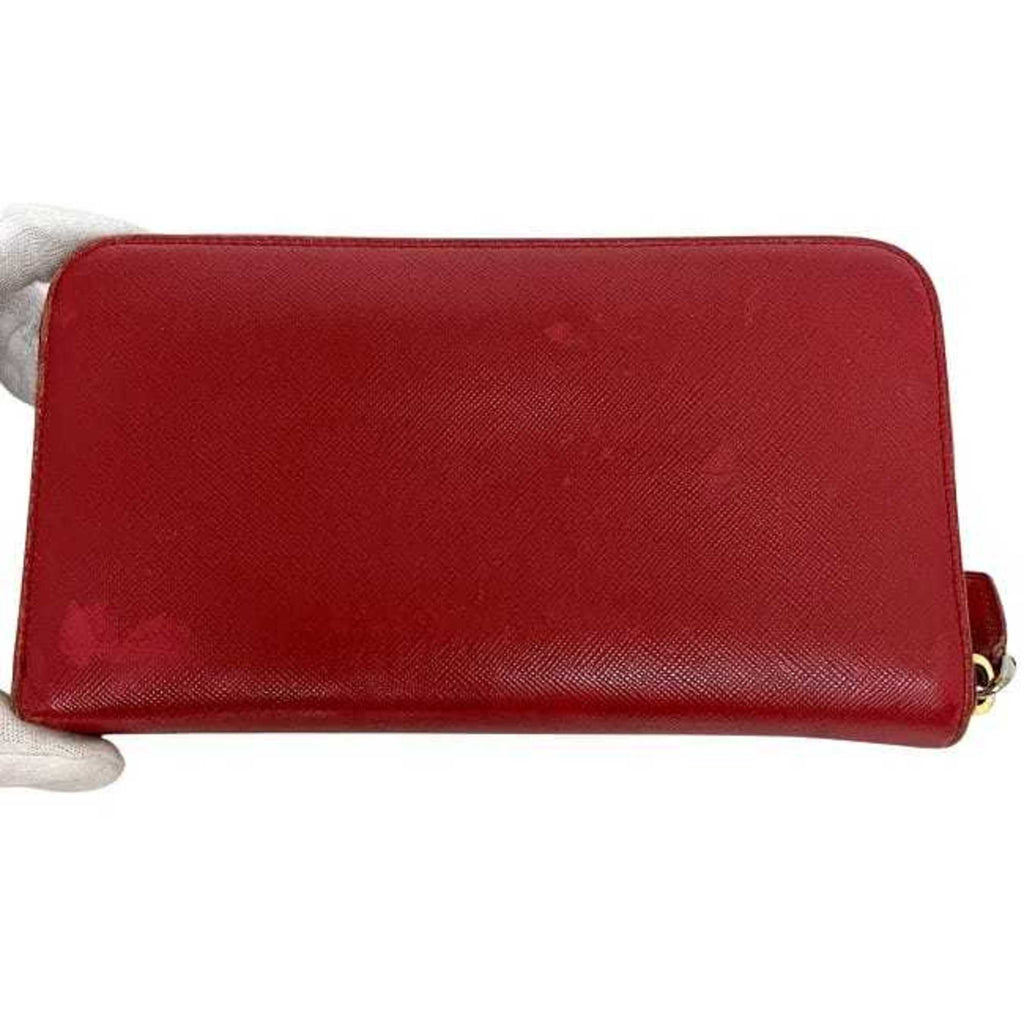 Prada Red Color Saffiano Long Wallet (Bi-Fold)
