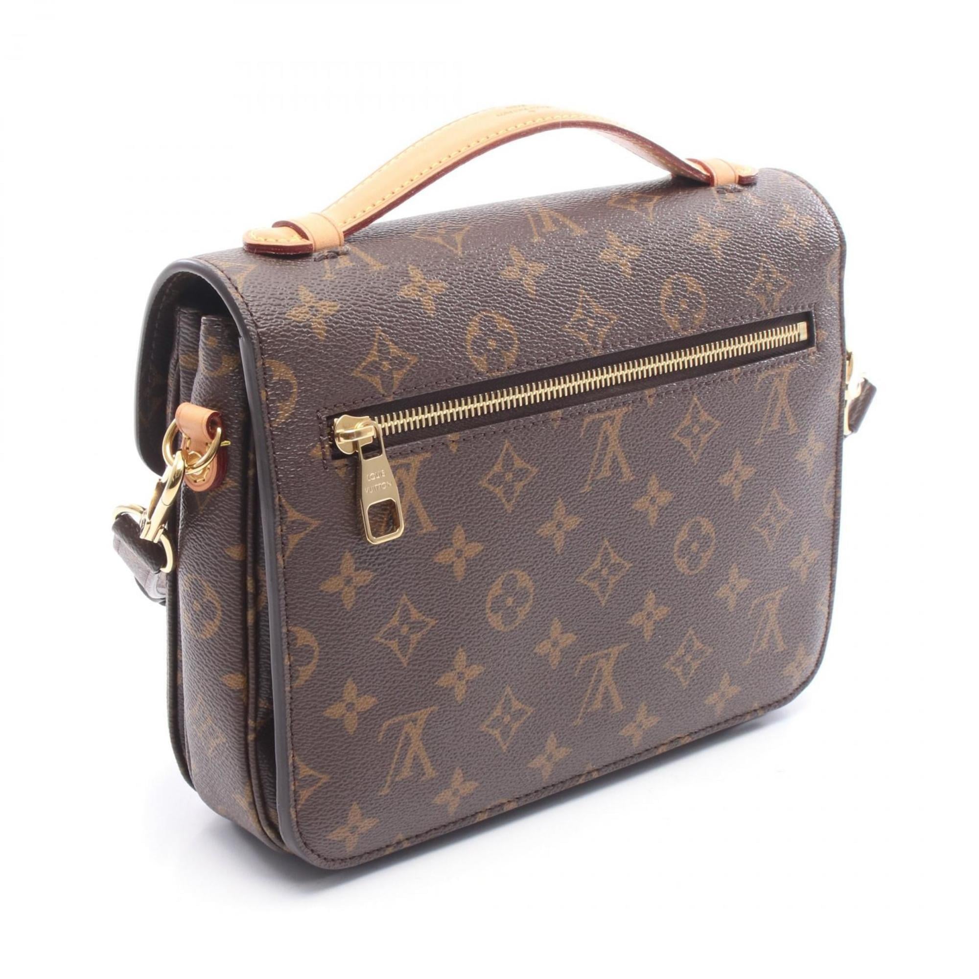 Louis Vuitton Brown Coated Canvas Leather Handbag Pochette