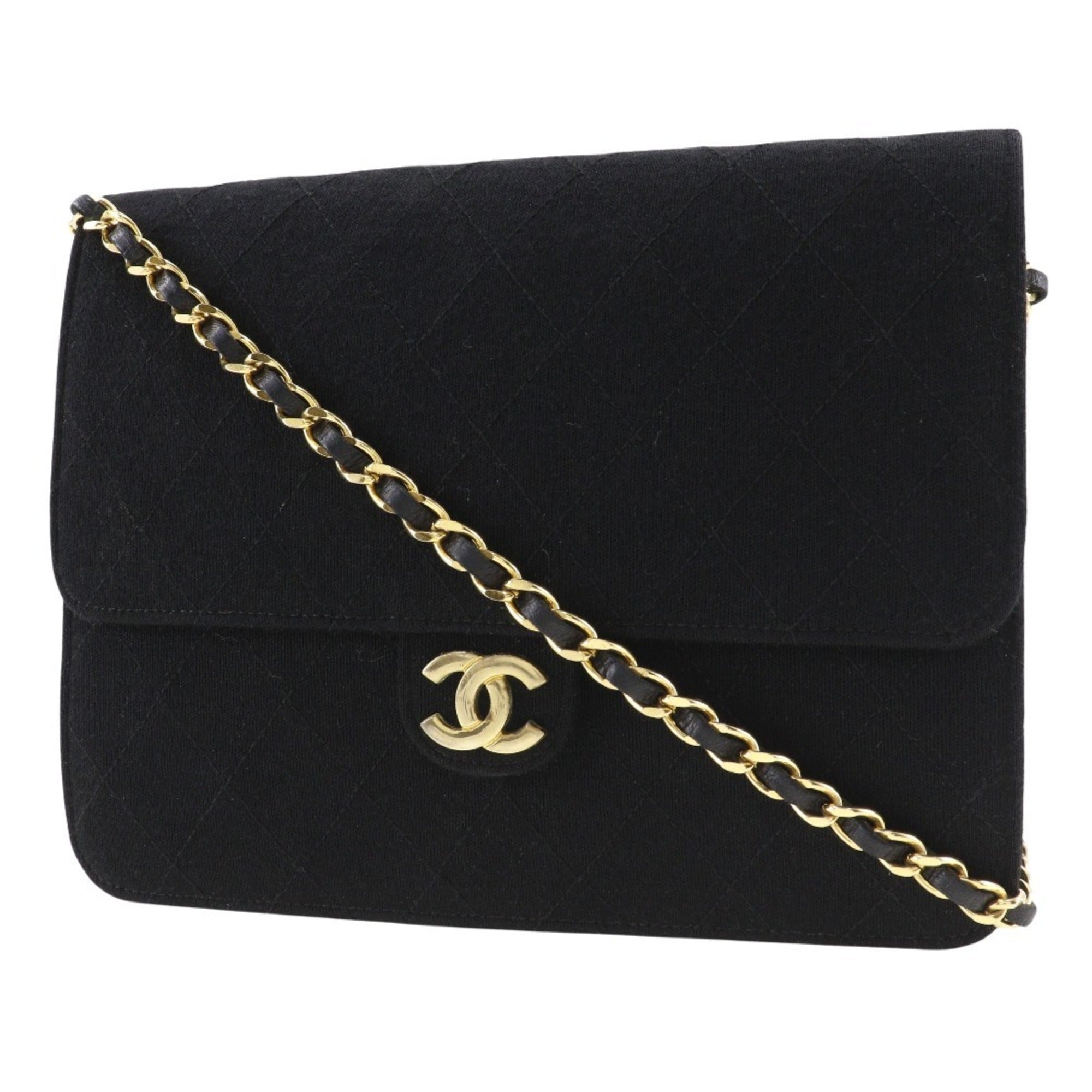 Chanel Black Cotton Shoulder Bag