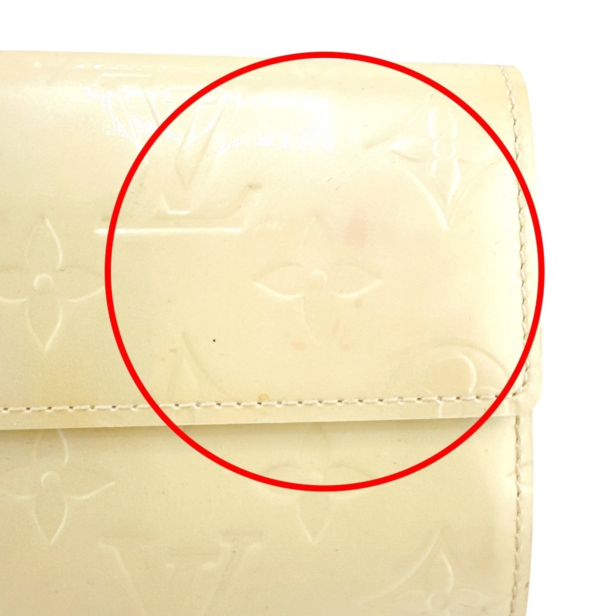Louis Vuitton Cream White Monogram Vernis Long Wallet (Tri-Fold)