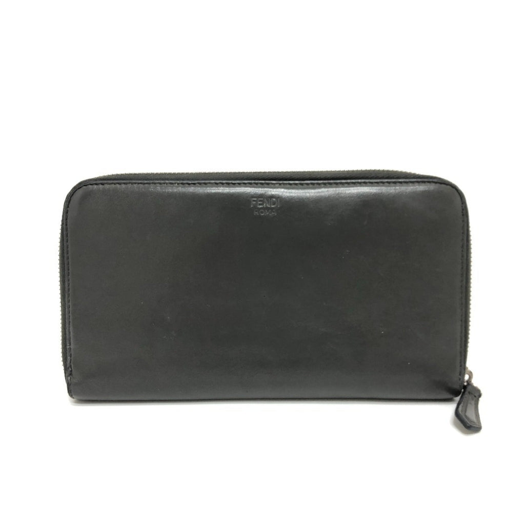 Fendi Gray Leather Long Wallet (Bi-Fold)