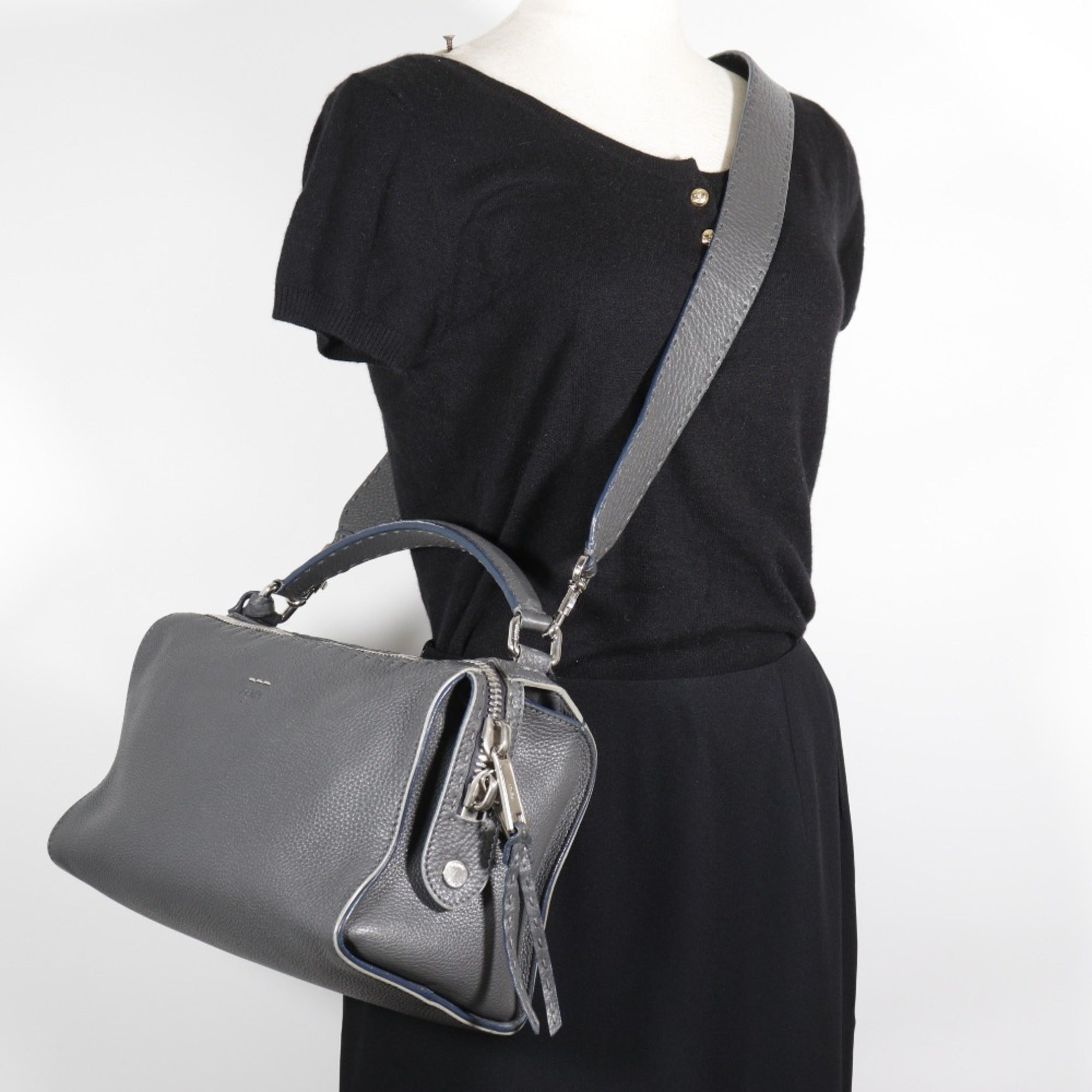 Fendi Gray Leather Handbag