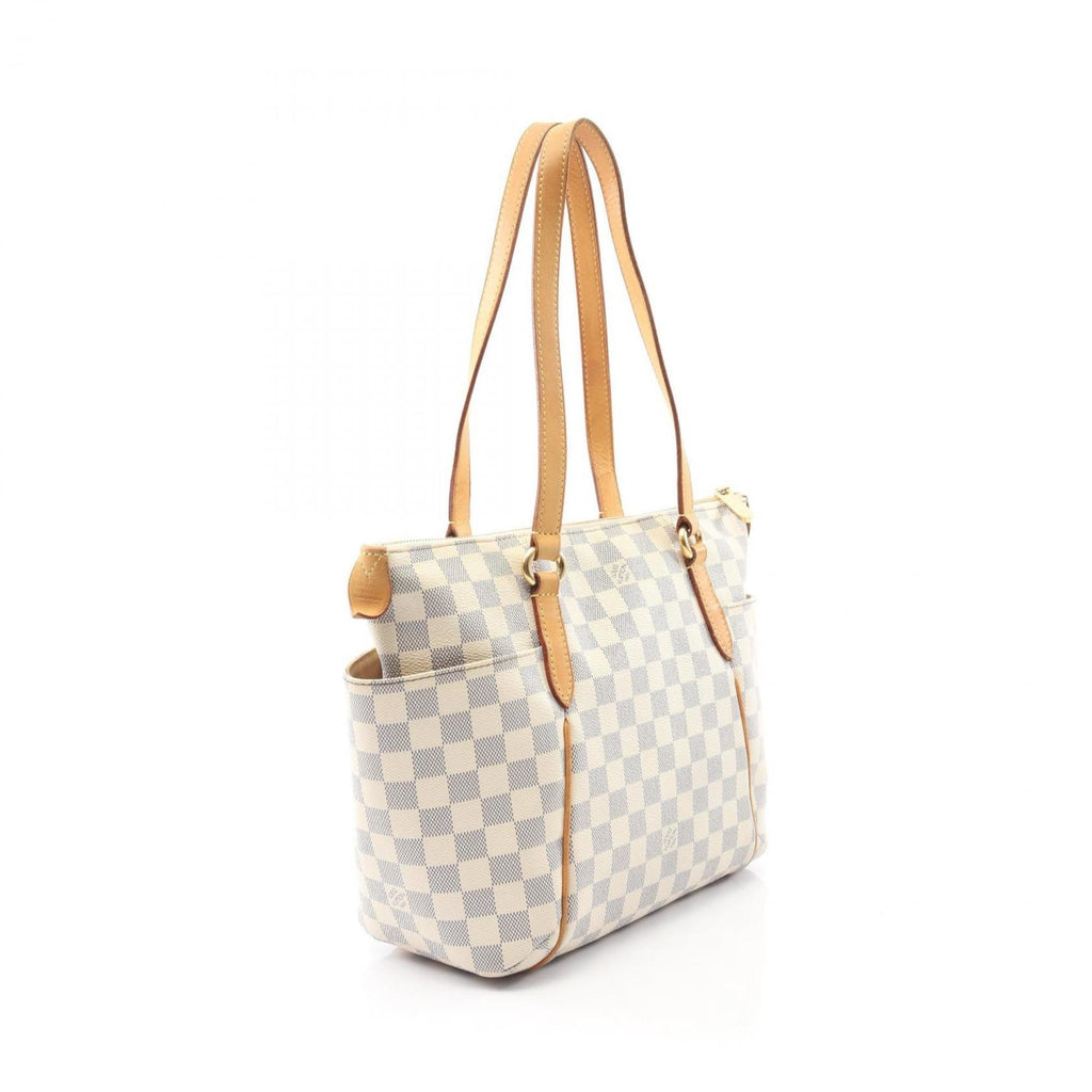 Louis Vuitton White Coated Canvas Leather Tote Bag