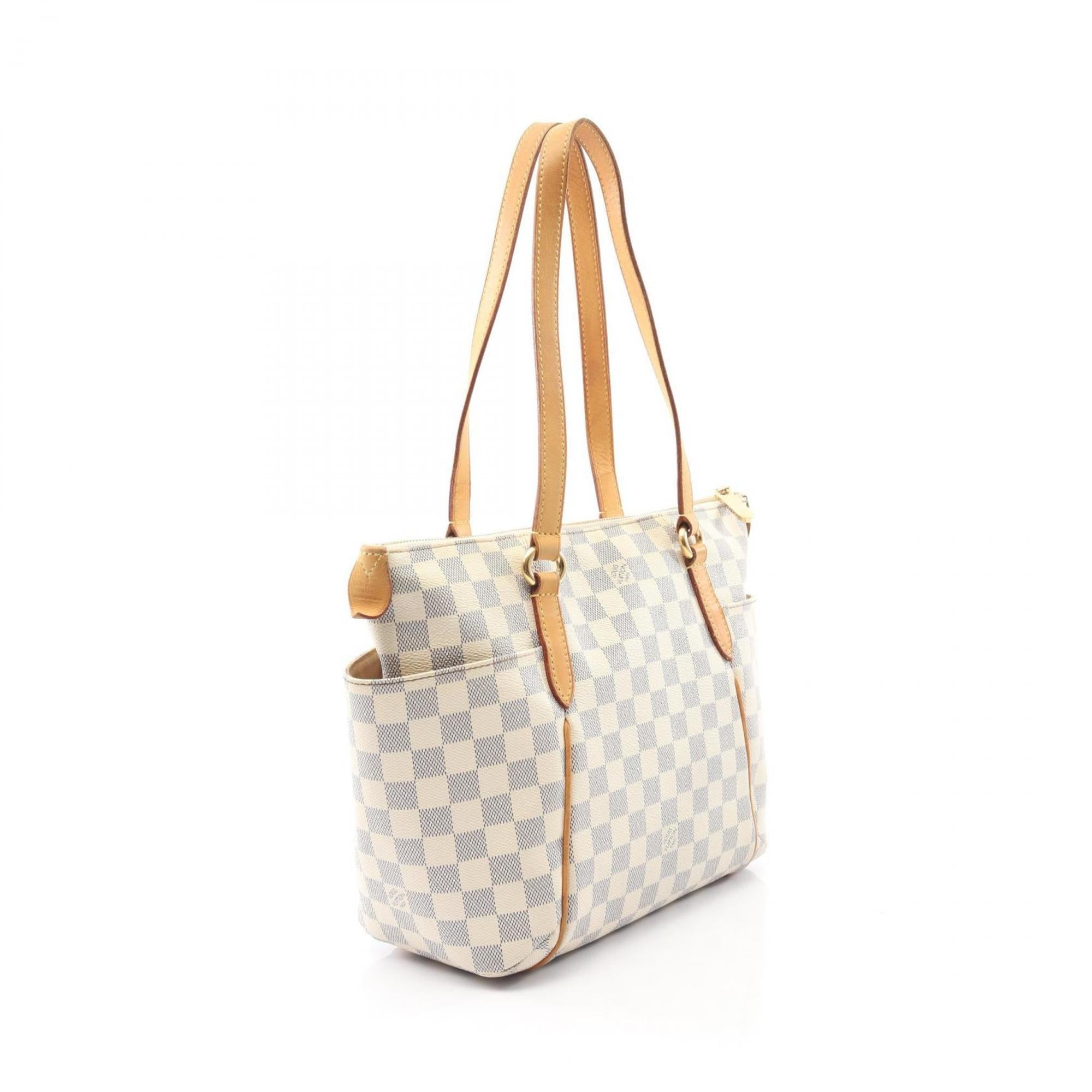 Louis Vuitton White Coated Canvas Leather Tote Bag