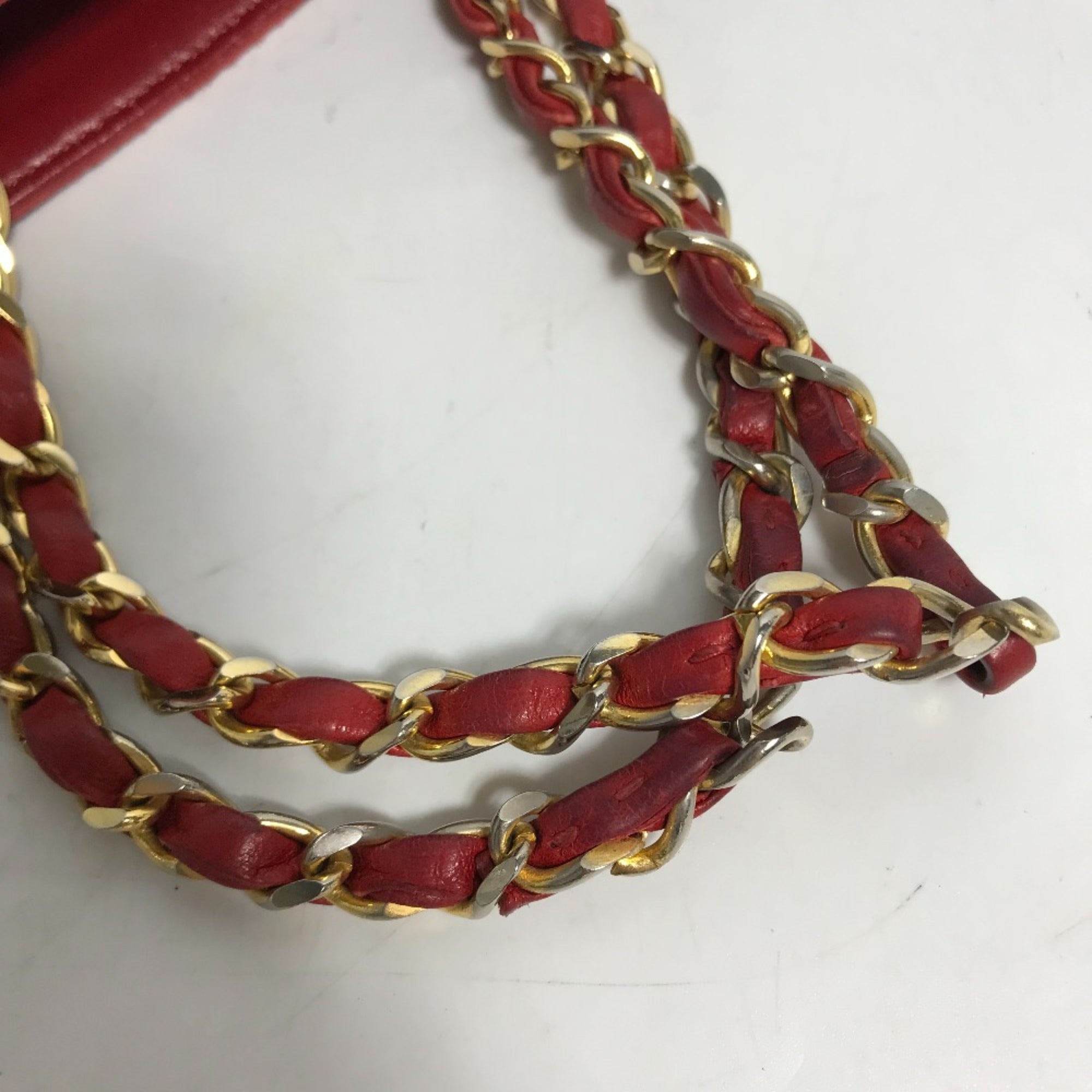 Chanel Red Leather Shoulder Bag