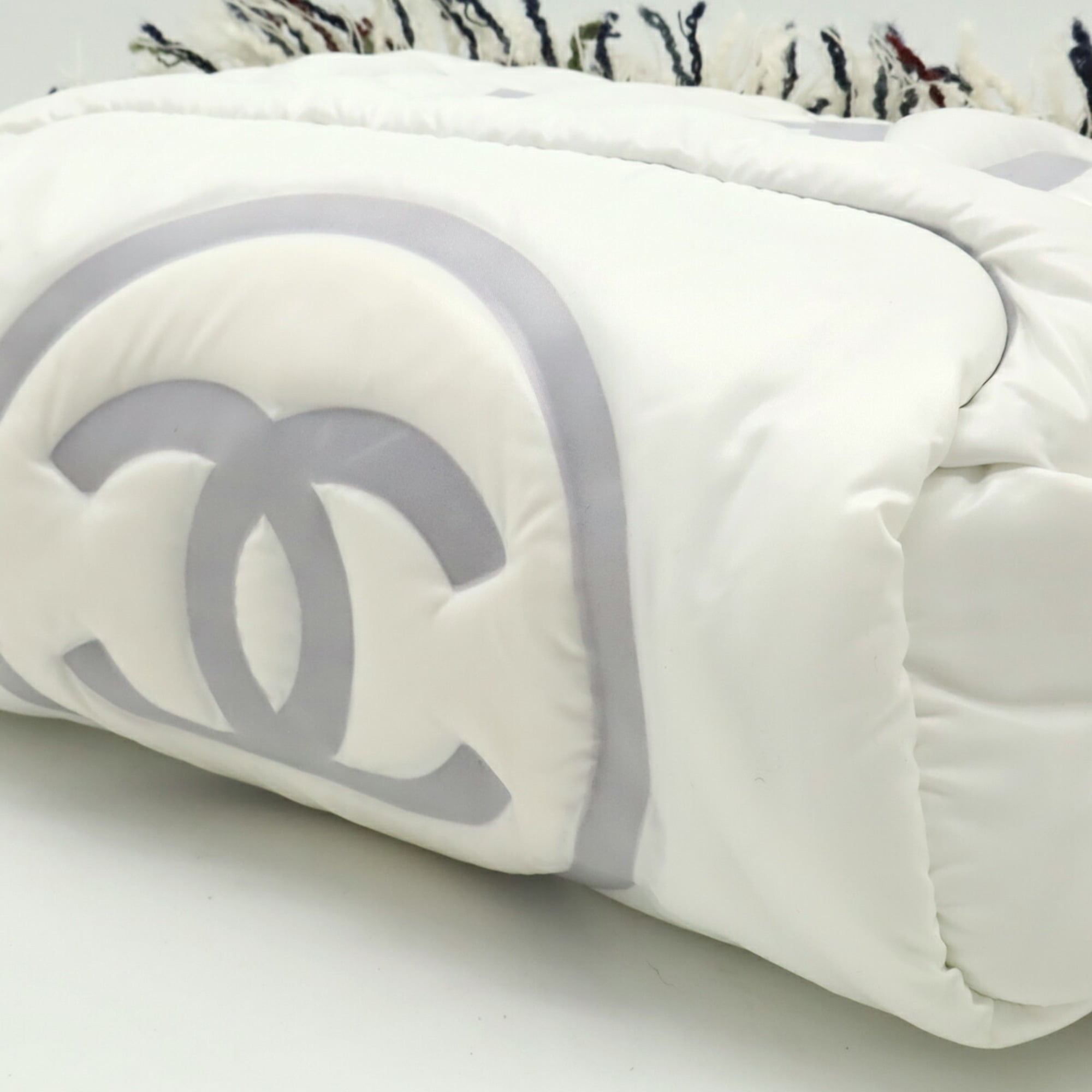 Chanel Gray White Nylon Tweed Pouch Sling Bag