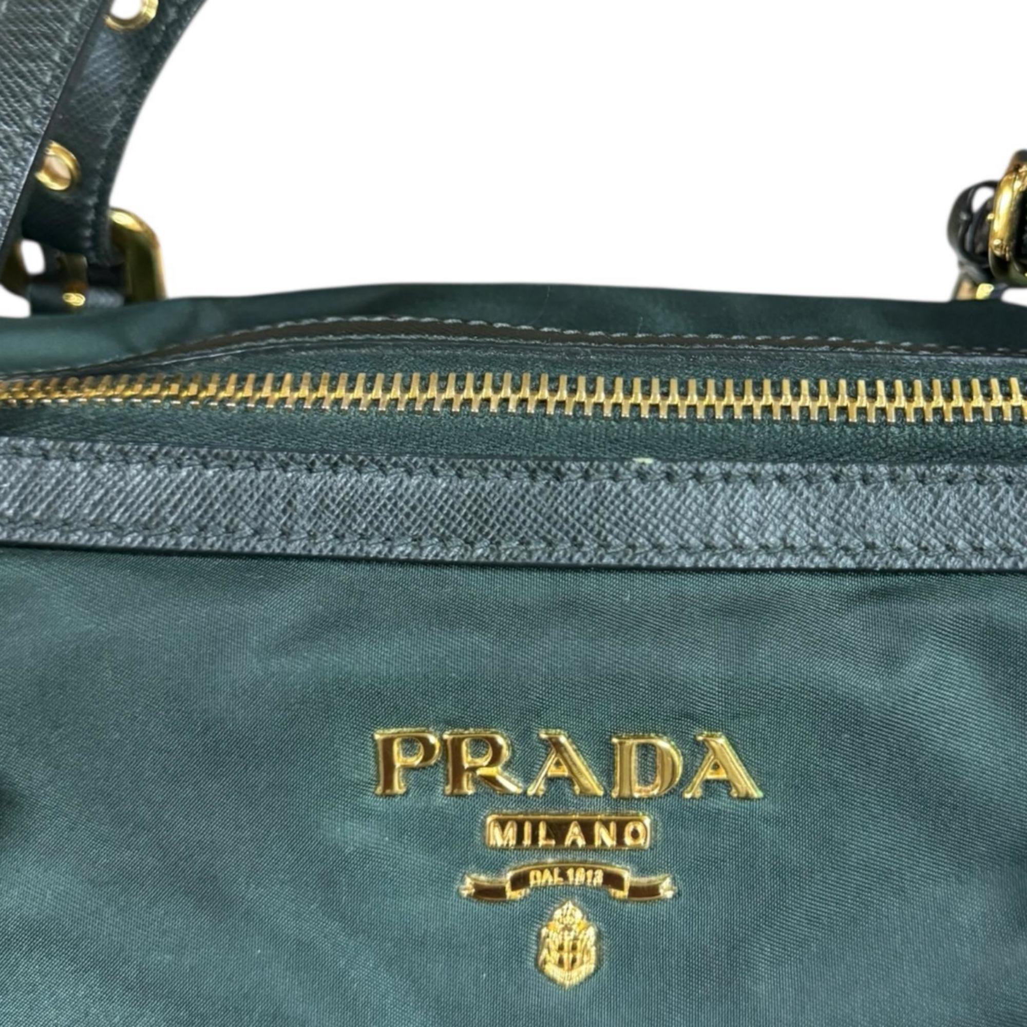 Prada Green Nylon Shoulder Bag