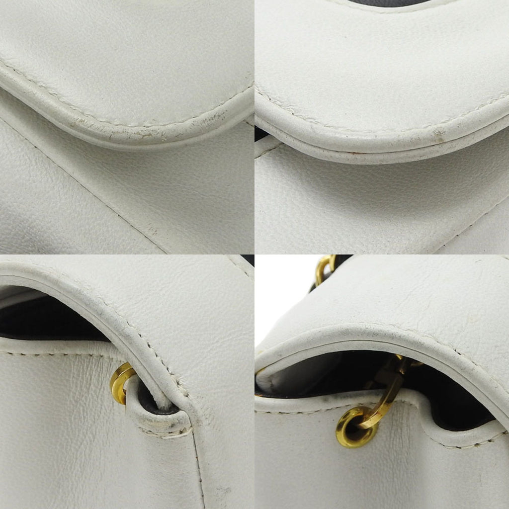 Chanel Navy White Leather Shoulder Bag