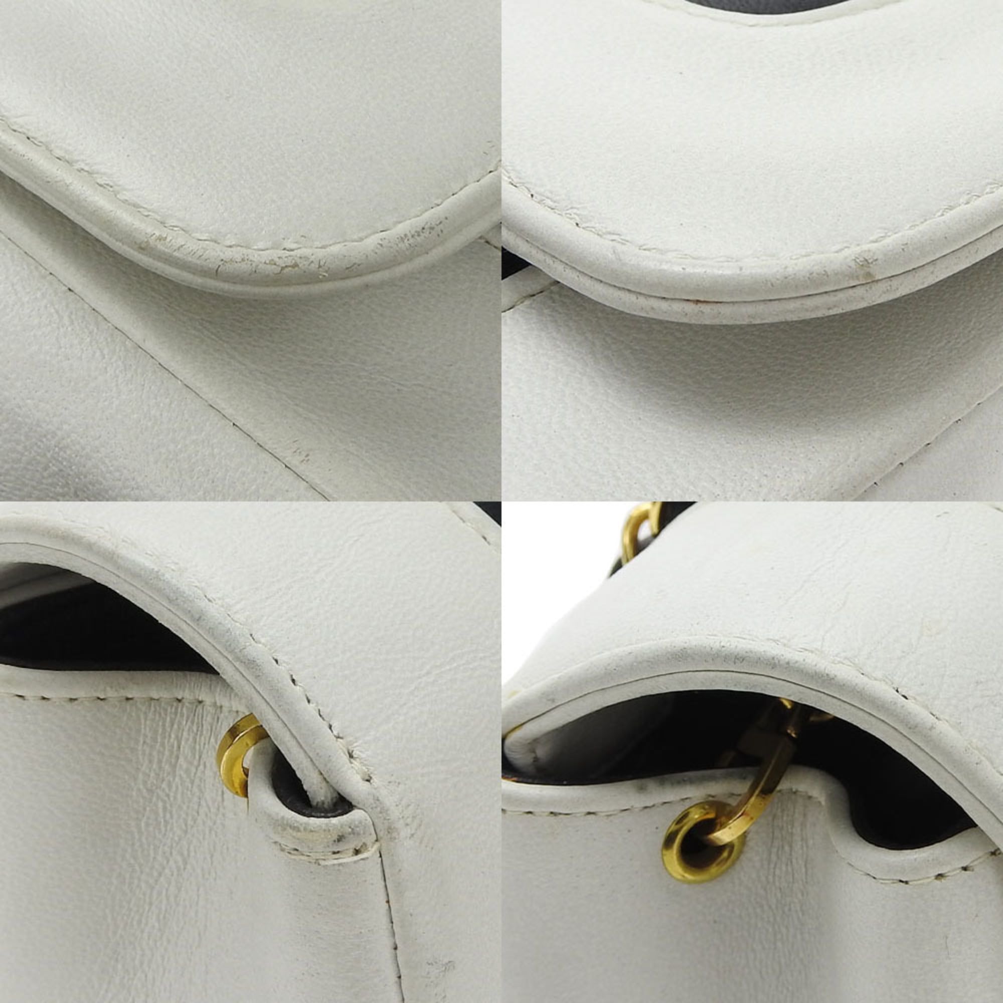 Chanel Navy White Leather Shoulder Bag