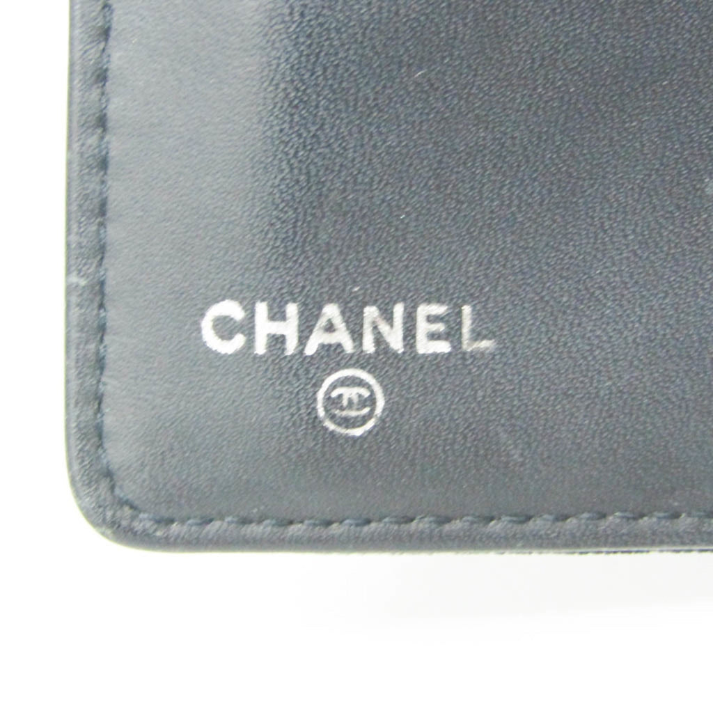 Chanel Boy Chanel Dark Navy Leather Long Wallet (Bi-Fold)