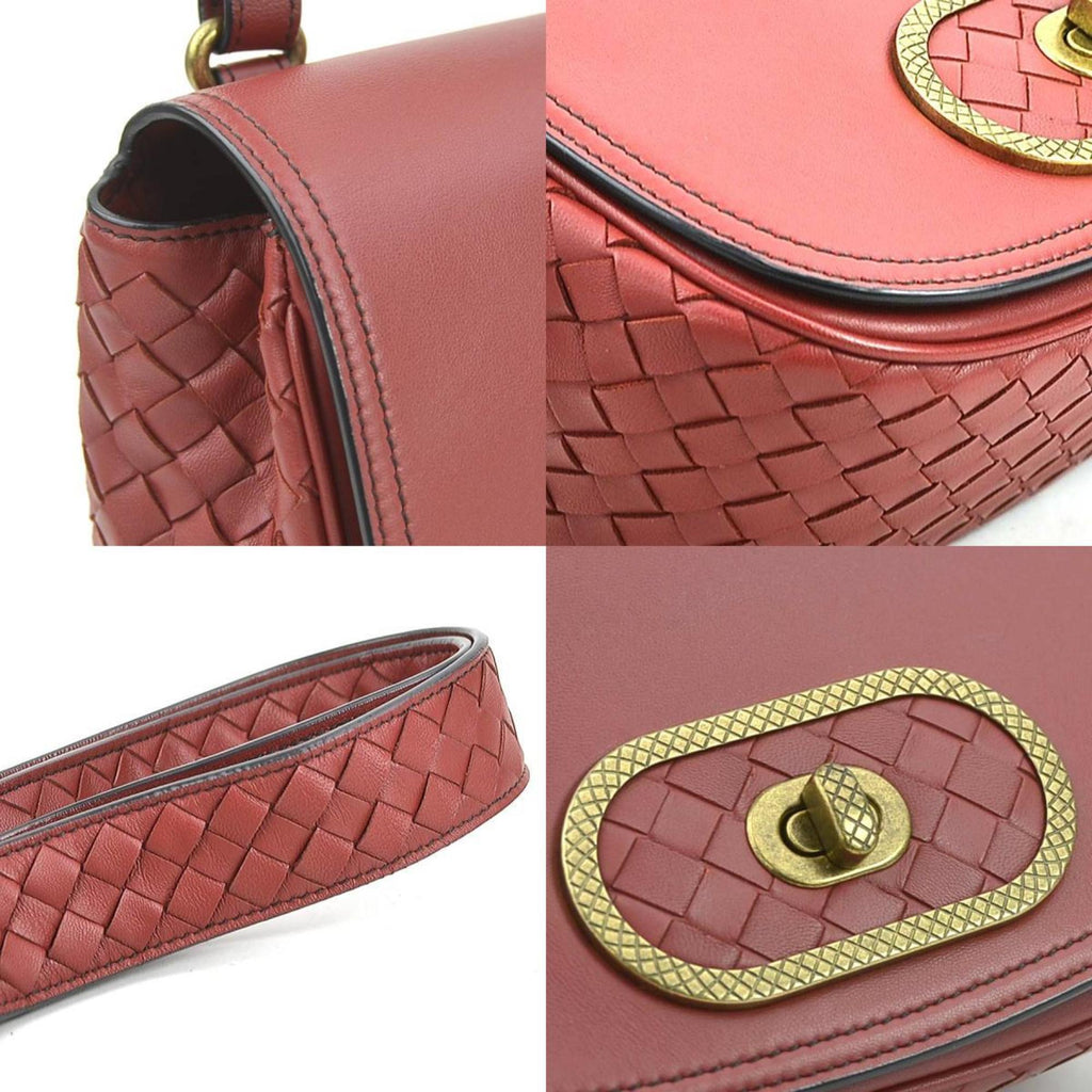 Bottega Veneta Red Color Intrecciato Shoulder Bag