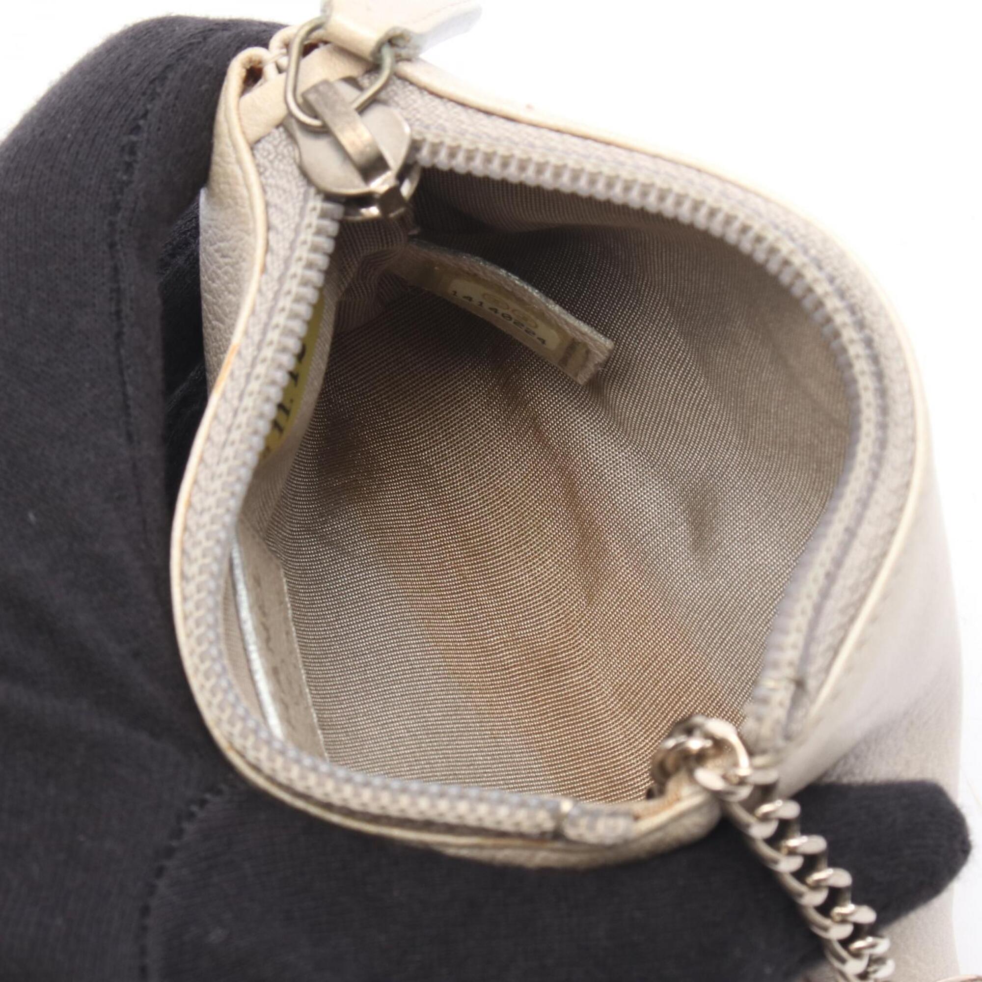Chanel Silver Leather Coin Purse/Coin Case