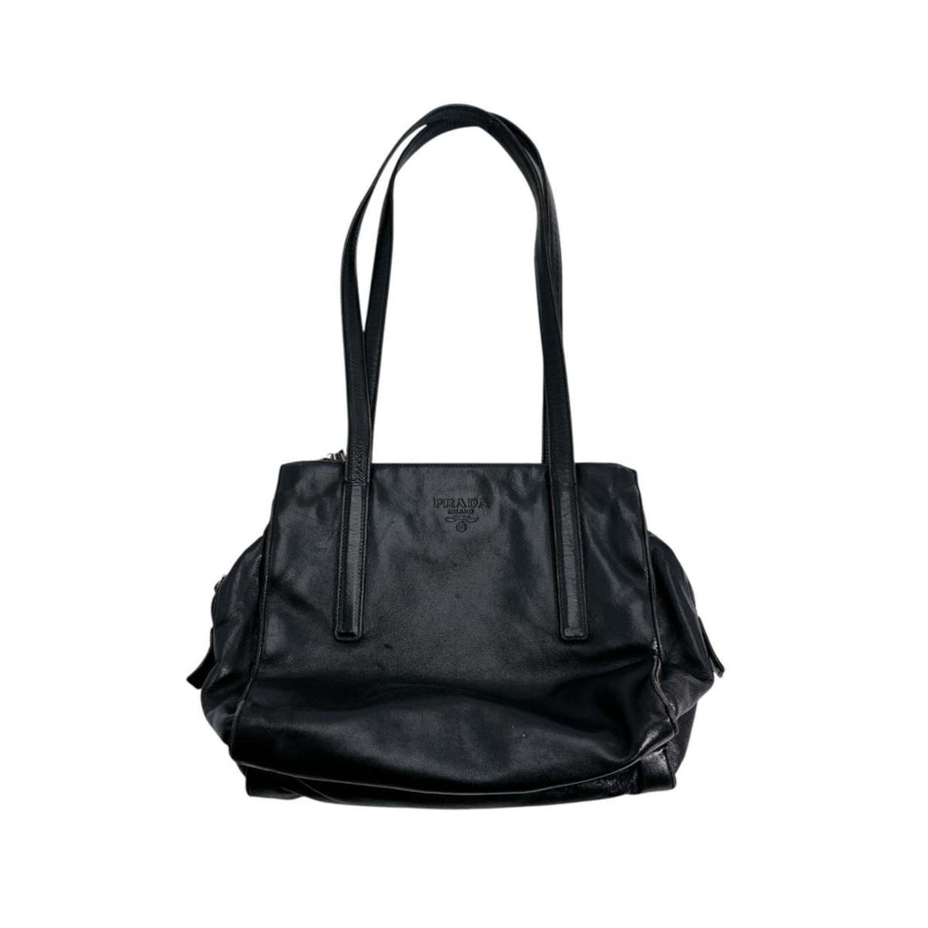 Prada Black Leather Tote Bag