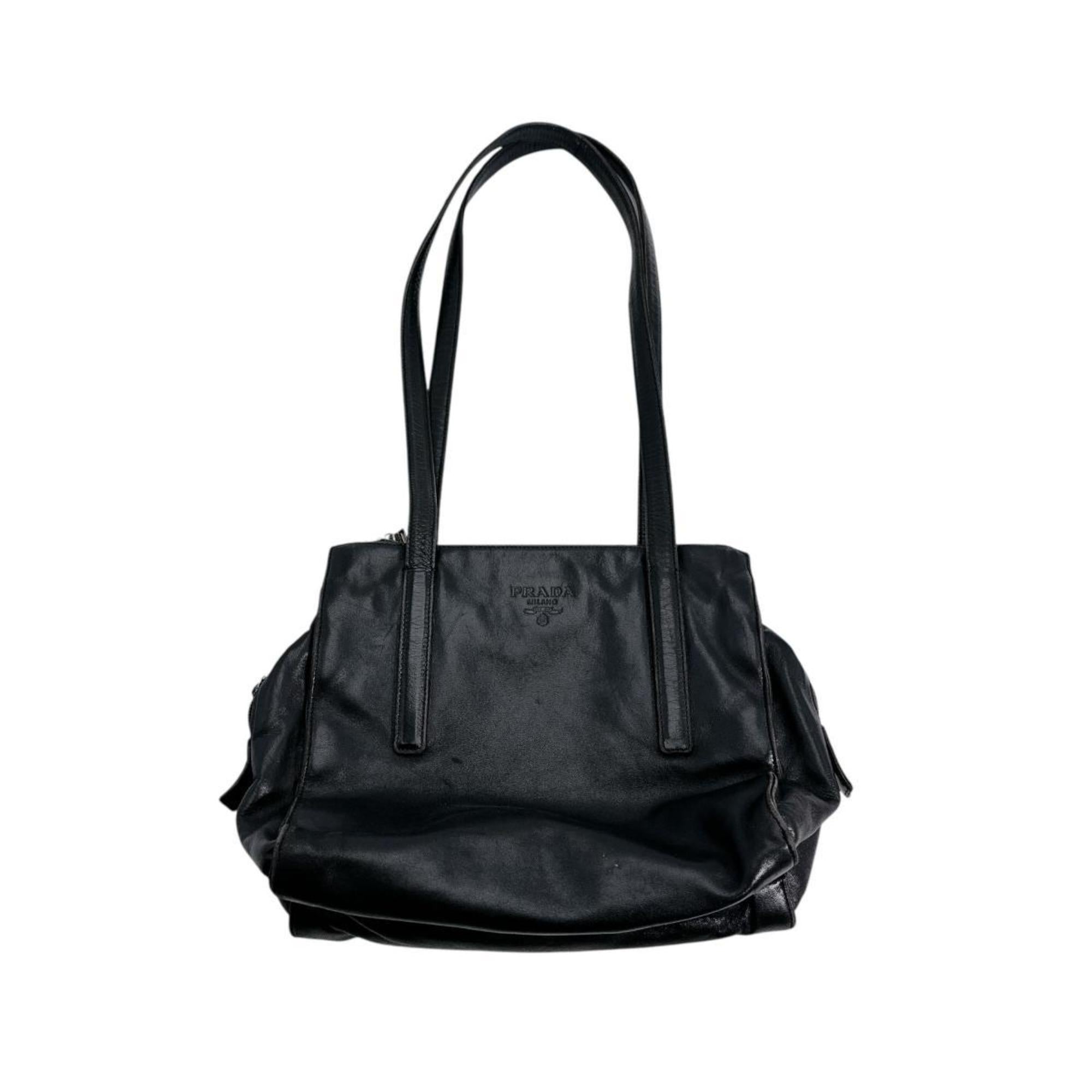 Prada Black Leather Tote Bag