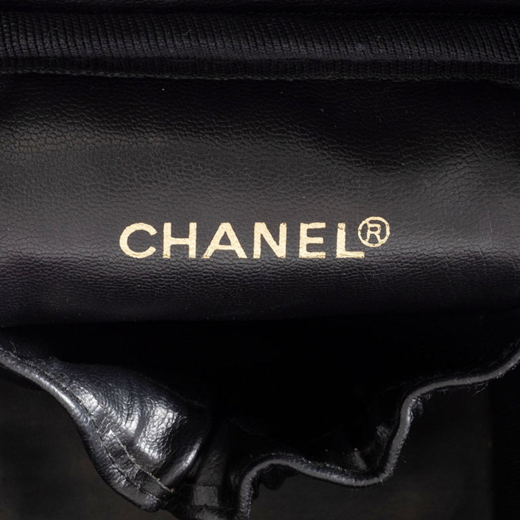 Chanel Black Leather Handbag Pouch Vanity Bag