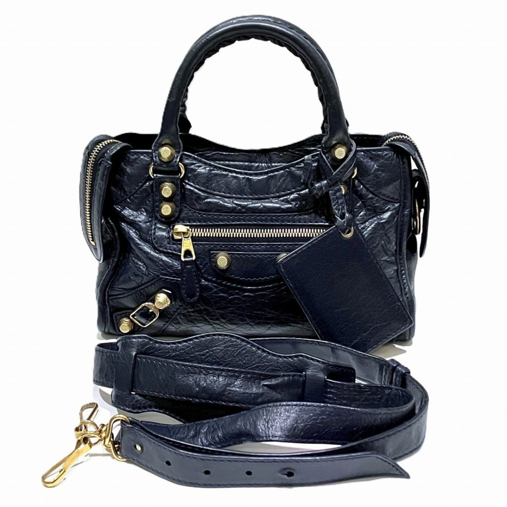 Balenciaga Navy Leather Hand