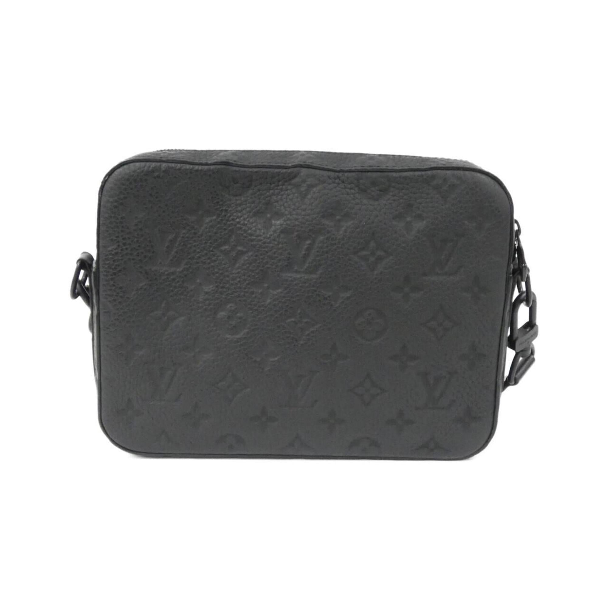 Louis Vuitton Black Leather Messenger Bag Shoulder Bag