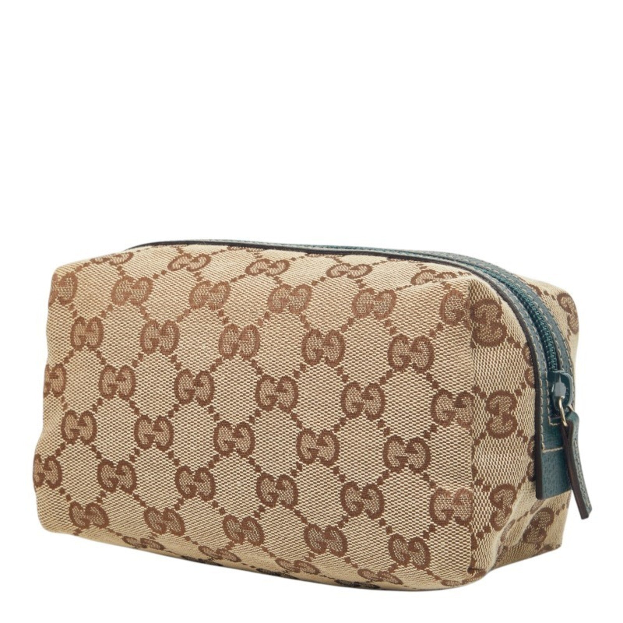 Gucci Gg Canvas Beige Green Gg Canvas Leather Handbag (Pre-Owned)